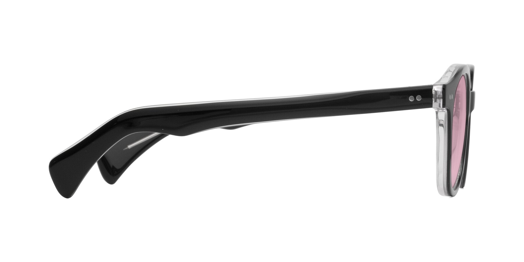 Side of Kaju in Black/Clear with Light Wine Tinted Lenses