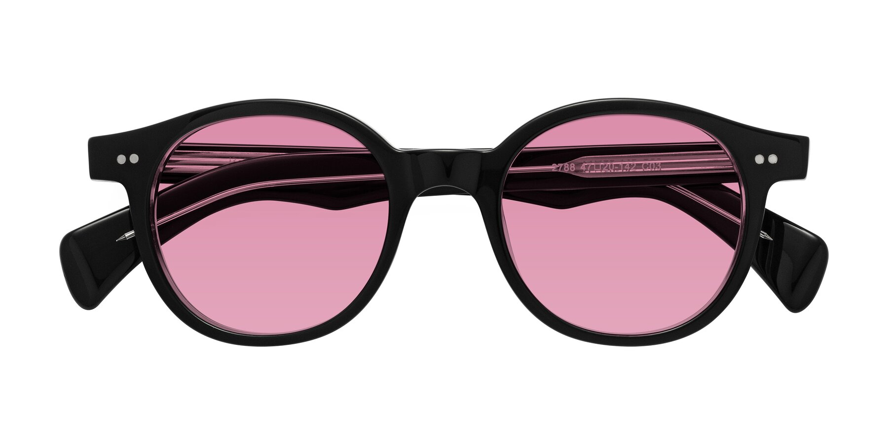 Folded Front of Kaju in Black/Clear with Medium Wine Tinted Lenses
