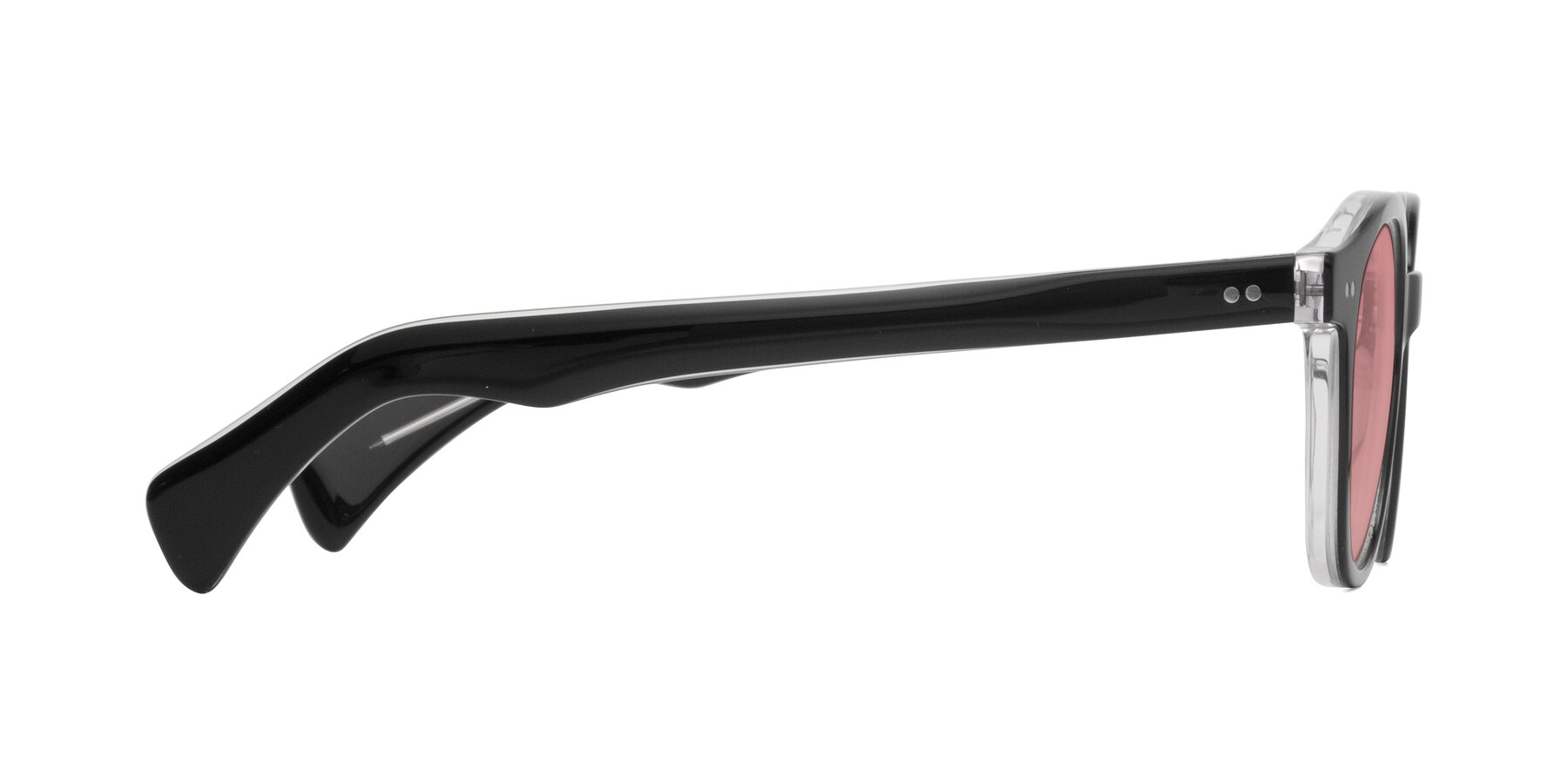 Side of Kaju in Black/Clear with Medium Garnet Tinted Lenses