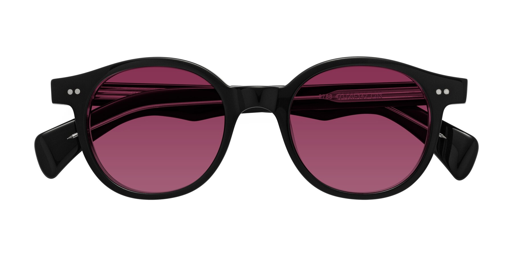 Folded Front of Kaju in Black/Clear with Wine Tinted Lenses