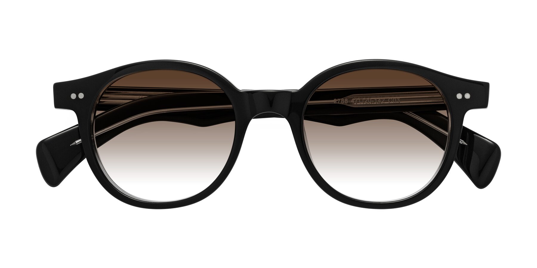 Folded Front of Kaju in Black/Clear with Brown Gradient Lenses