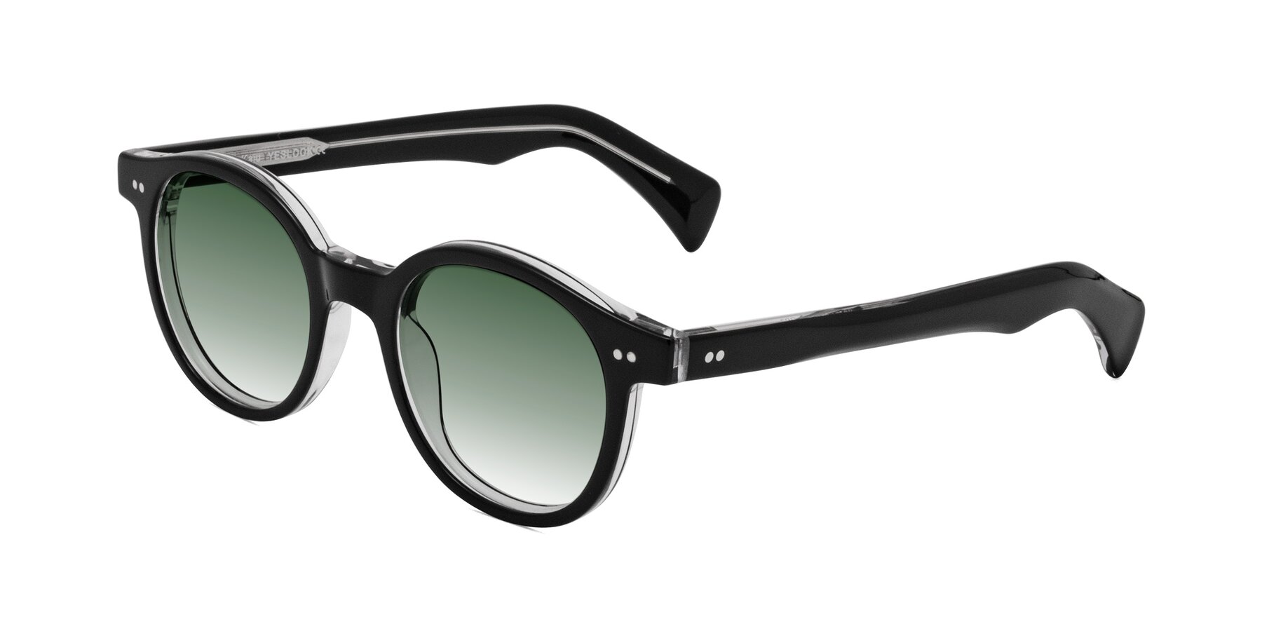 Angle of Kaju in Black/Clear with Green Gradient Lenses