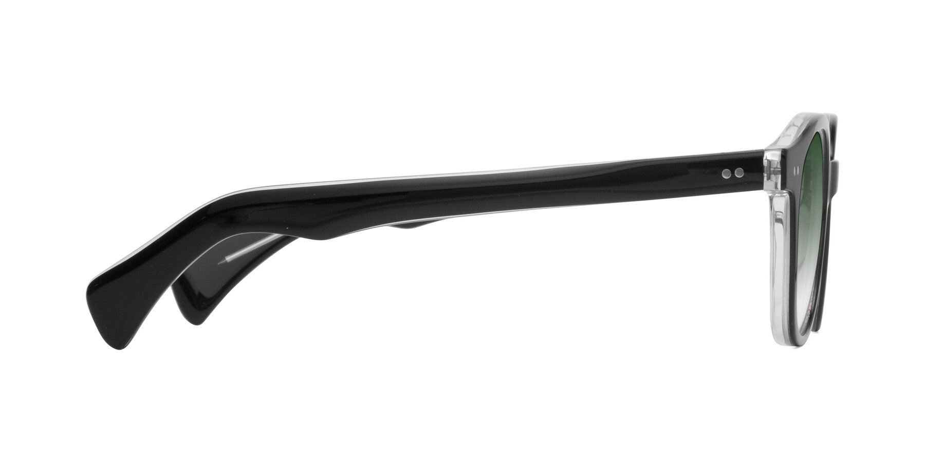Side of Kaju in Black/Clear with Green Gradient Lenses