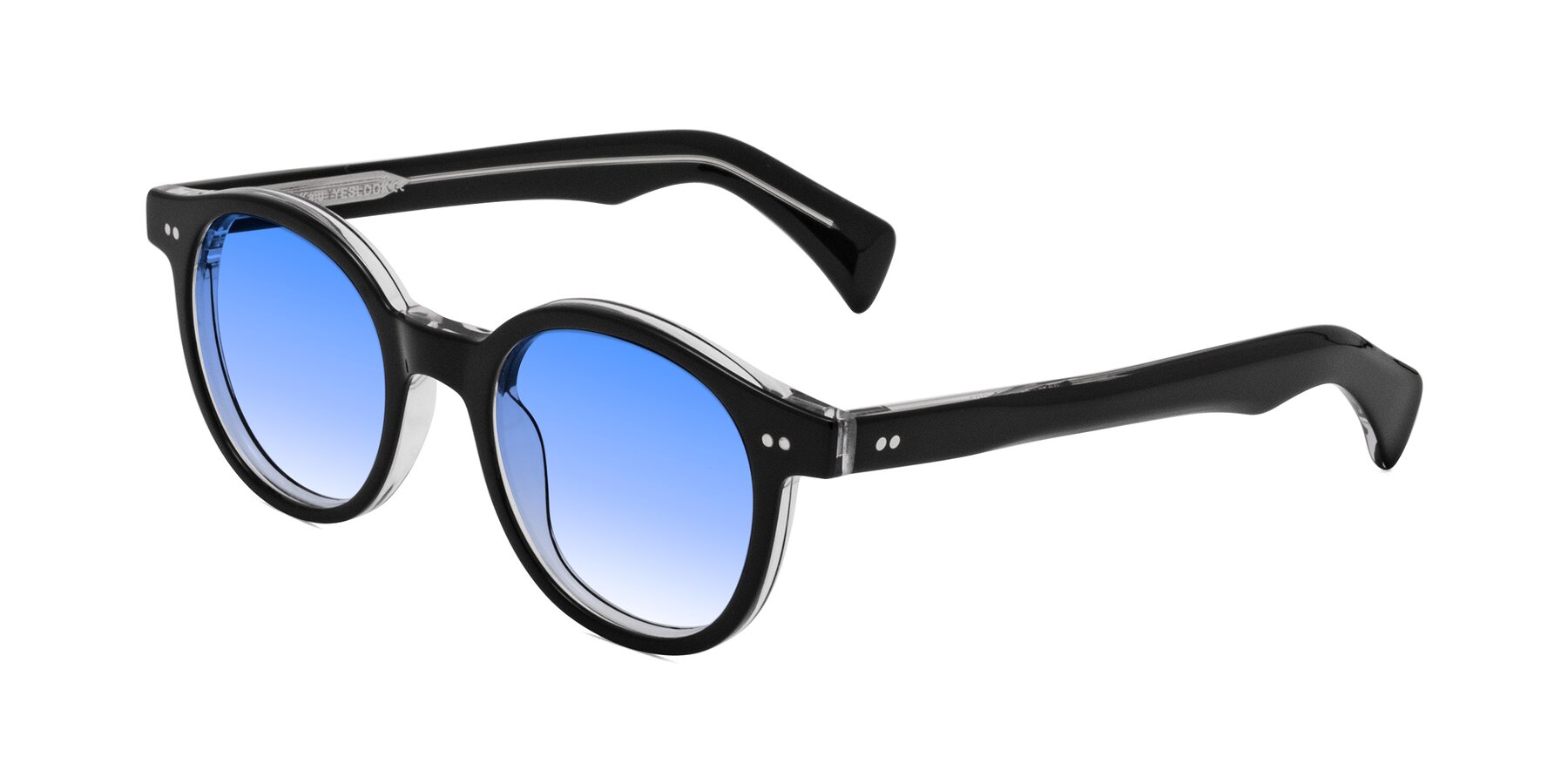 Angle of Kaju in Black/Clear with Blue Gradient Lenses