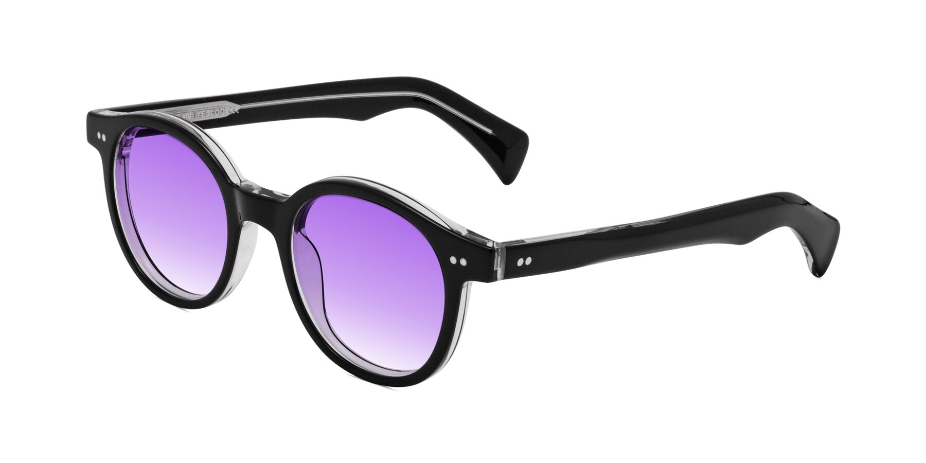 Angle of Kaju in Black/Clear with Purple Gradient Lenses