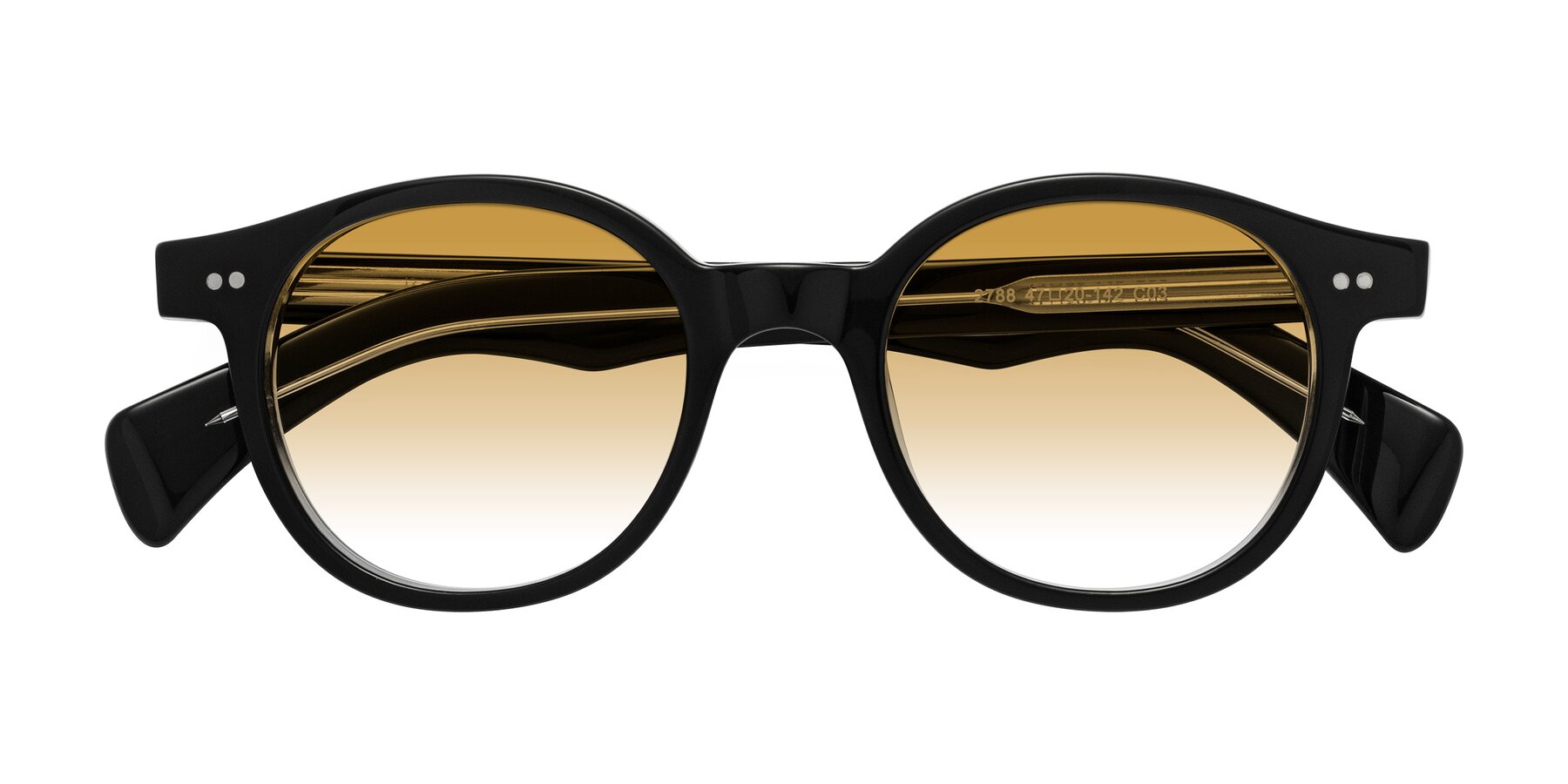 Folded Front of Kaju in Black/Clear with Champagne Gradient Lenses