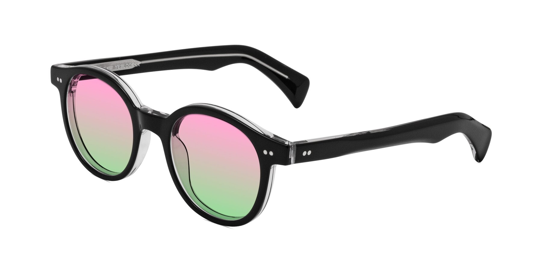 Angle of Kaju in Black/Clear with Pink / Green Gradient Lenses