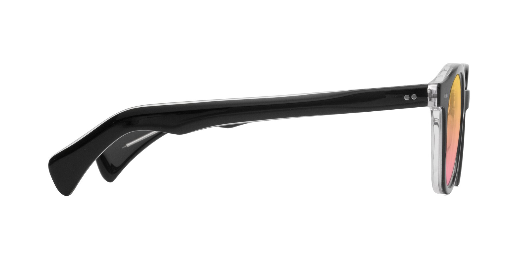 Side of Kaju in Black/Clear with Yellow / Pink Gradient Lenses