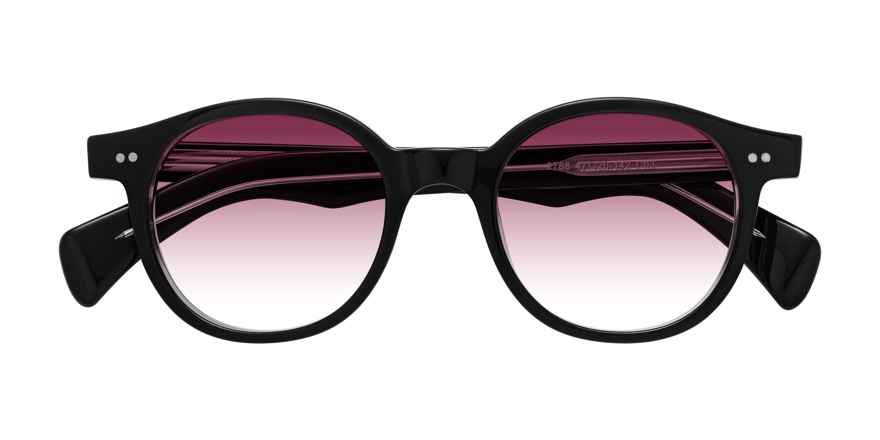 Folded Front of Kaju in Black/Clear with Wine Gradient Lenses