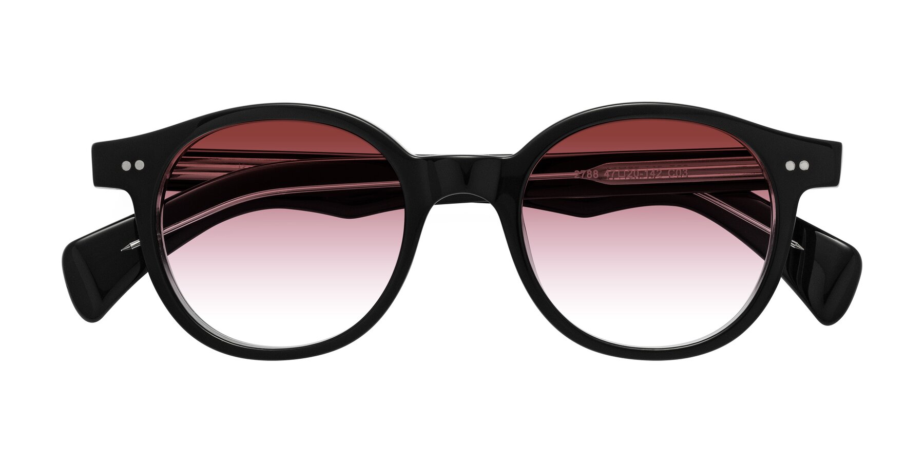 Folded Front of Kaju in Black/Clear with Garnet Gradient Lenses