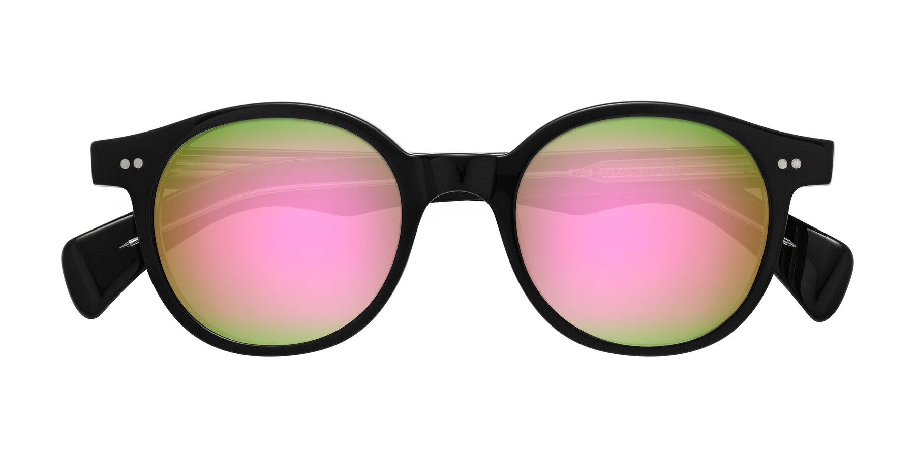 Folded Front of Kaju in Black/Clear with Pink Mirrored Lenses
