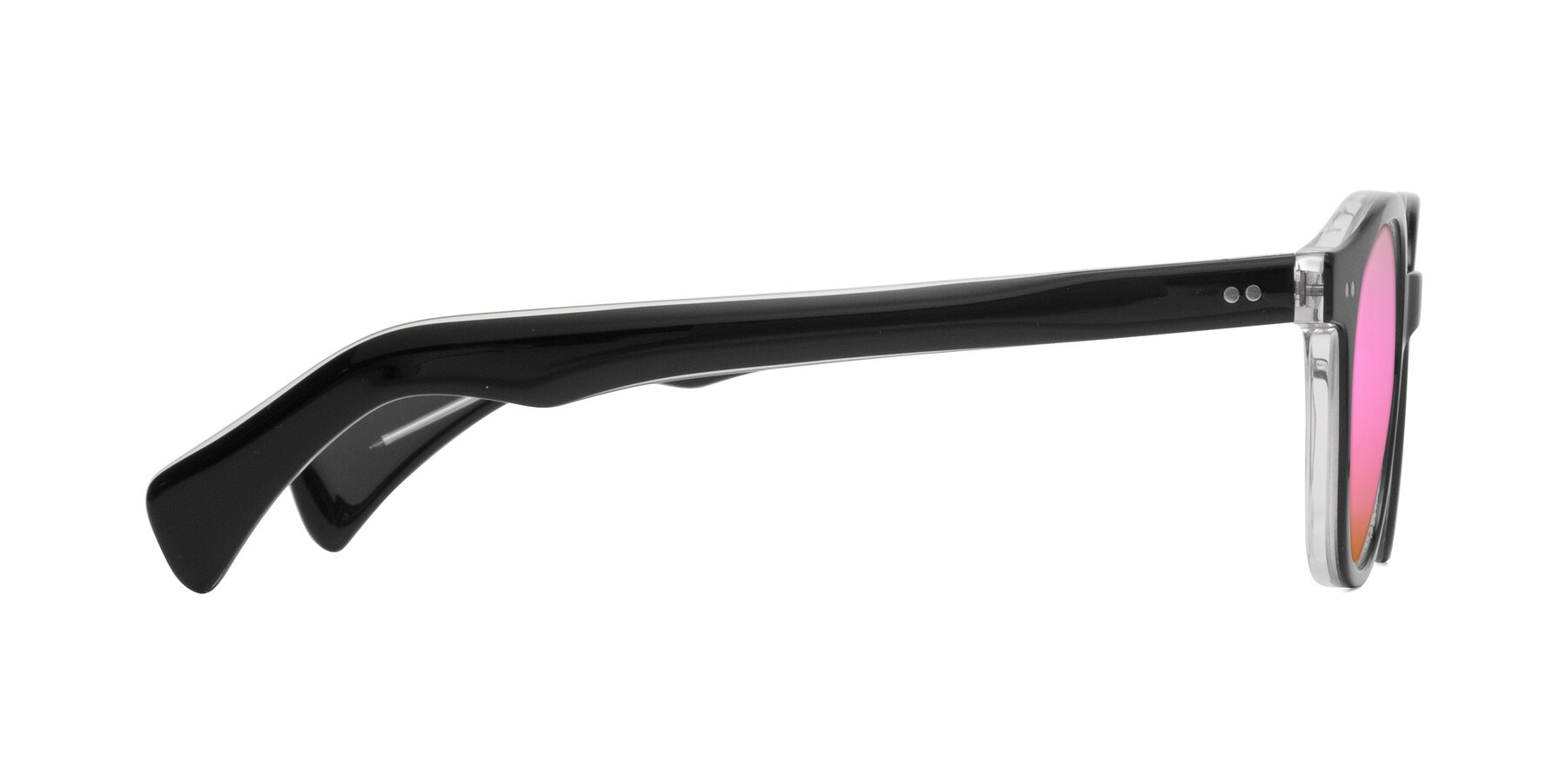 Side of Kaju in Black/Clear with Pink Mirrored Lenses