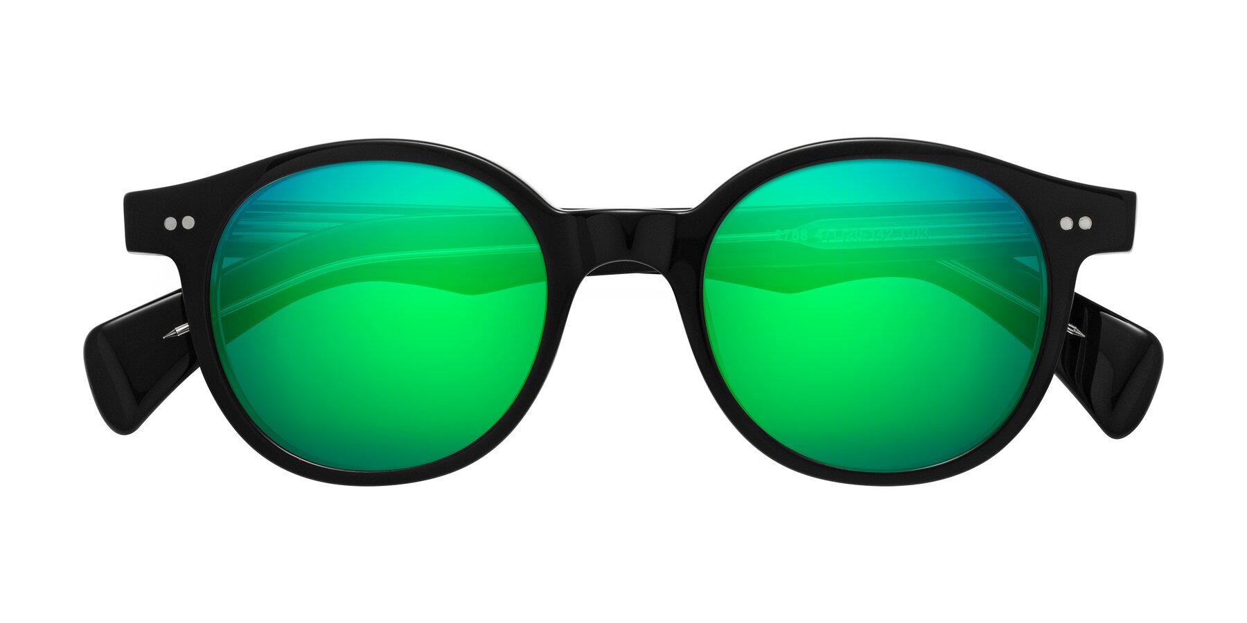 Folded Front of Kaju in Black/Clear with Green Mirrored Lenses