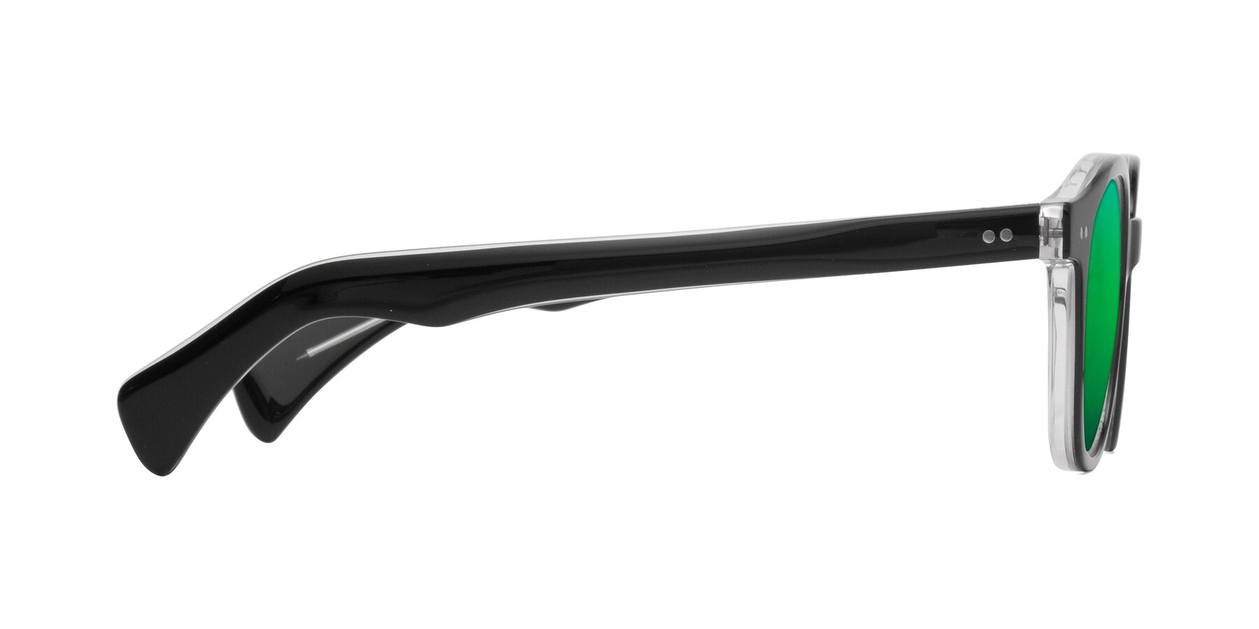 Side of Kaju in Black/Clear with Green Mirrored Lenses