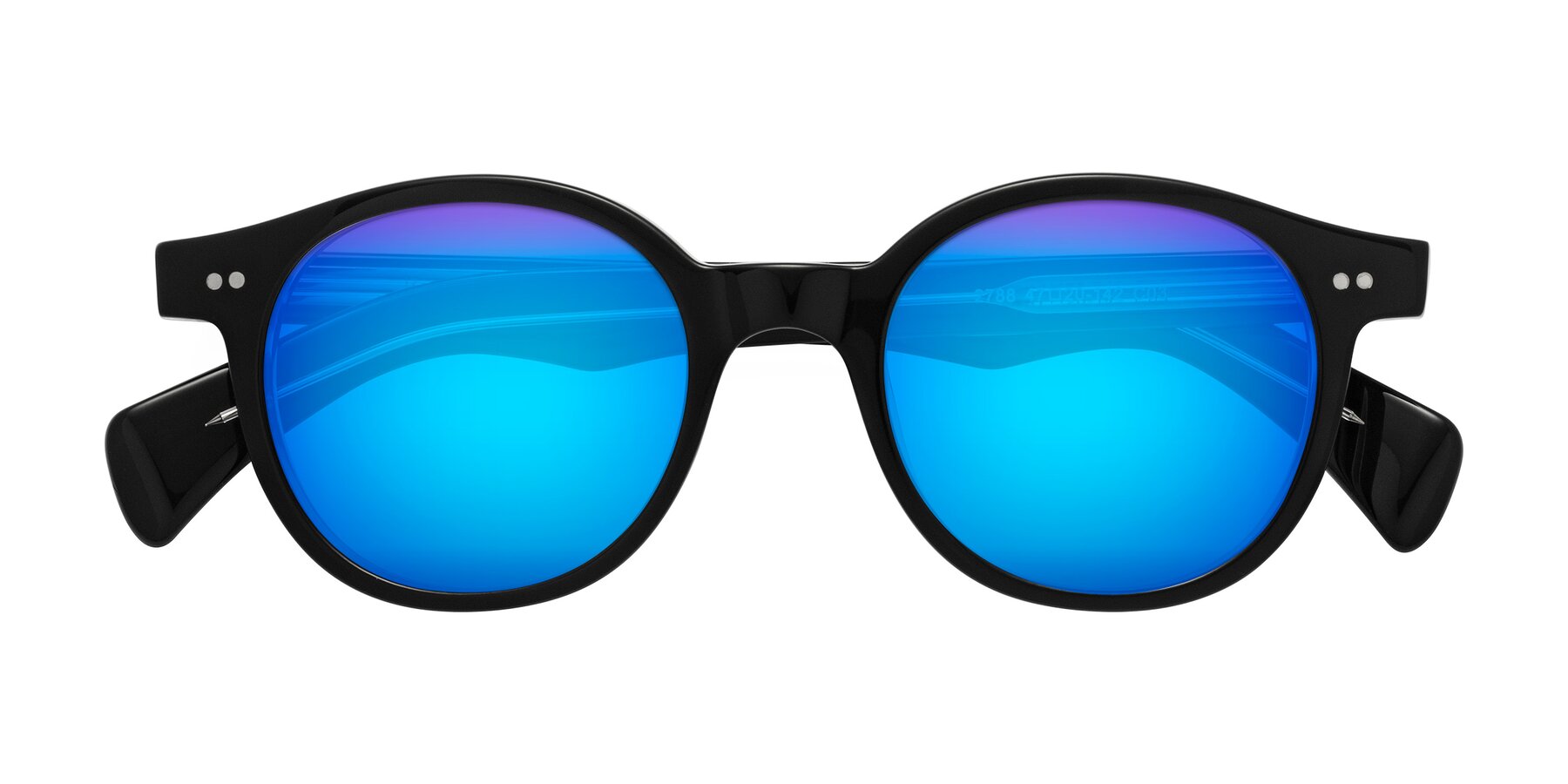 Folded Front of Kaju in Black/Clear with Blue Mirrored Lenses