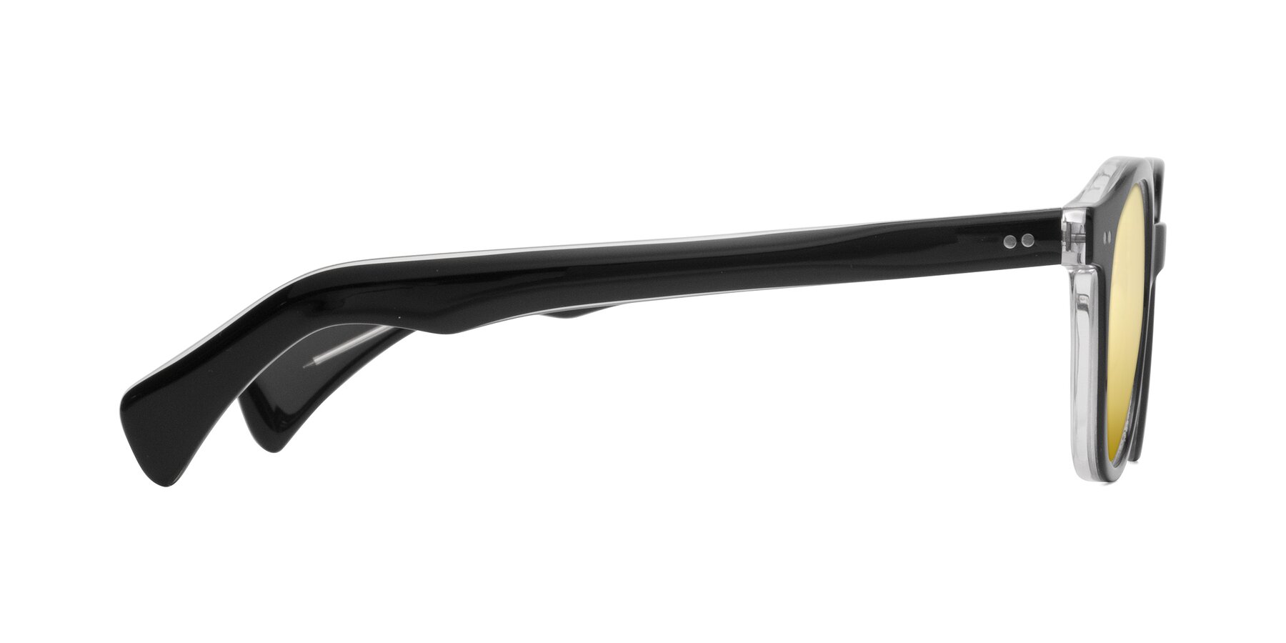 Side of Kaju in Black/Clear with Gold Mirrored Lenses