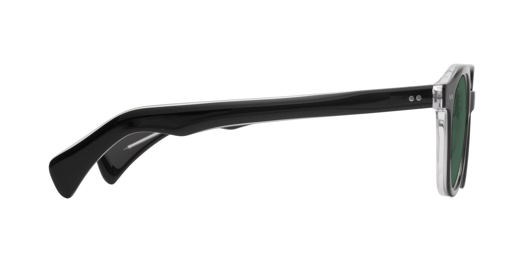 Side of Kaju in Black/Clear with Green Polarized Lenses