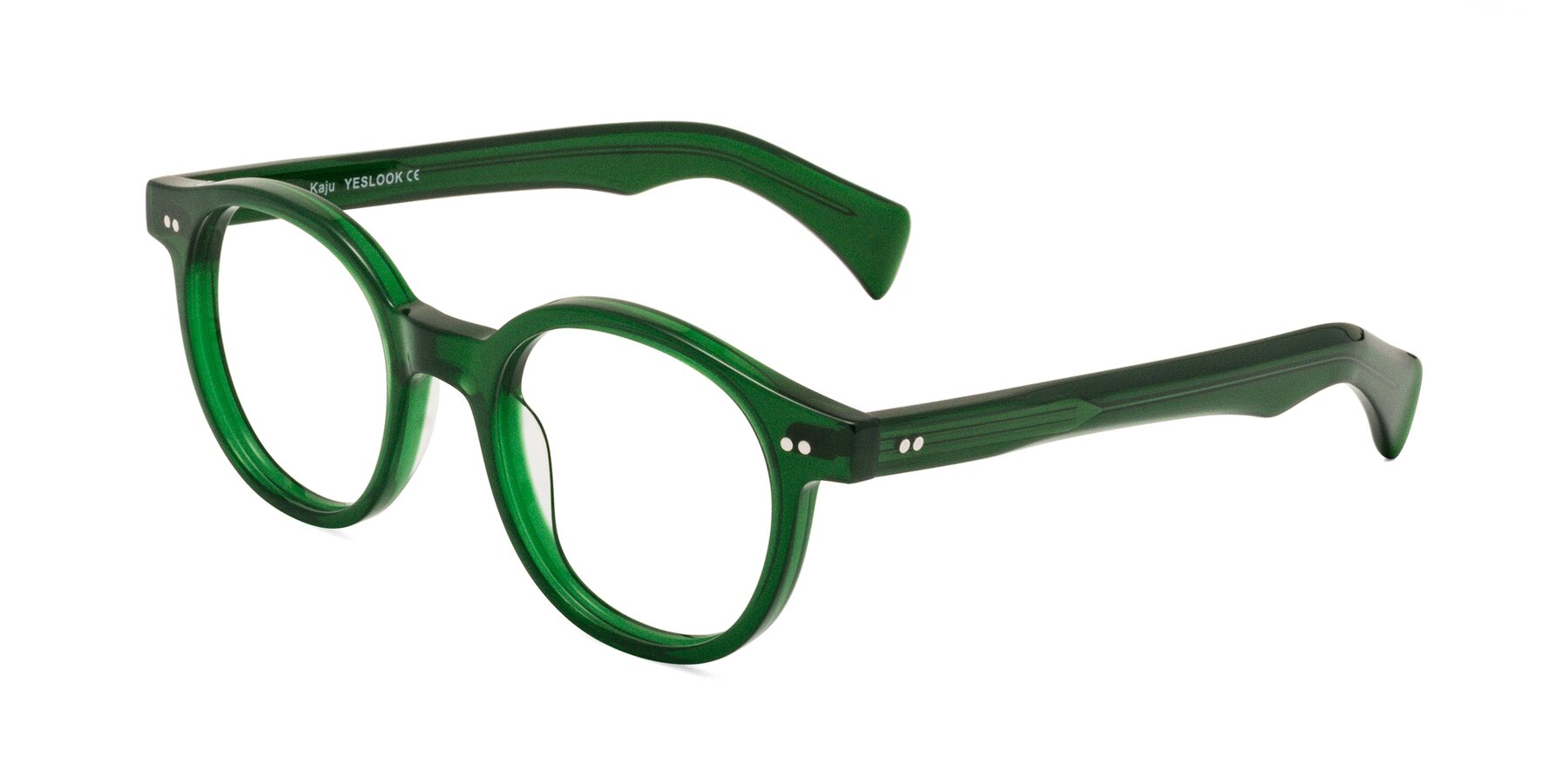 Angle of Kaju in Green with Clear Eyeglass Lenses