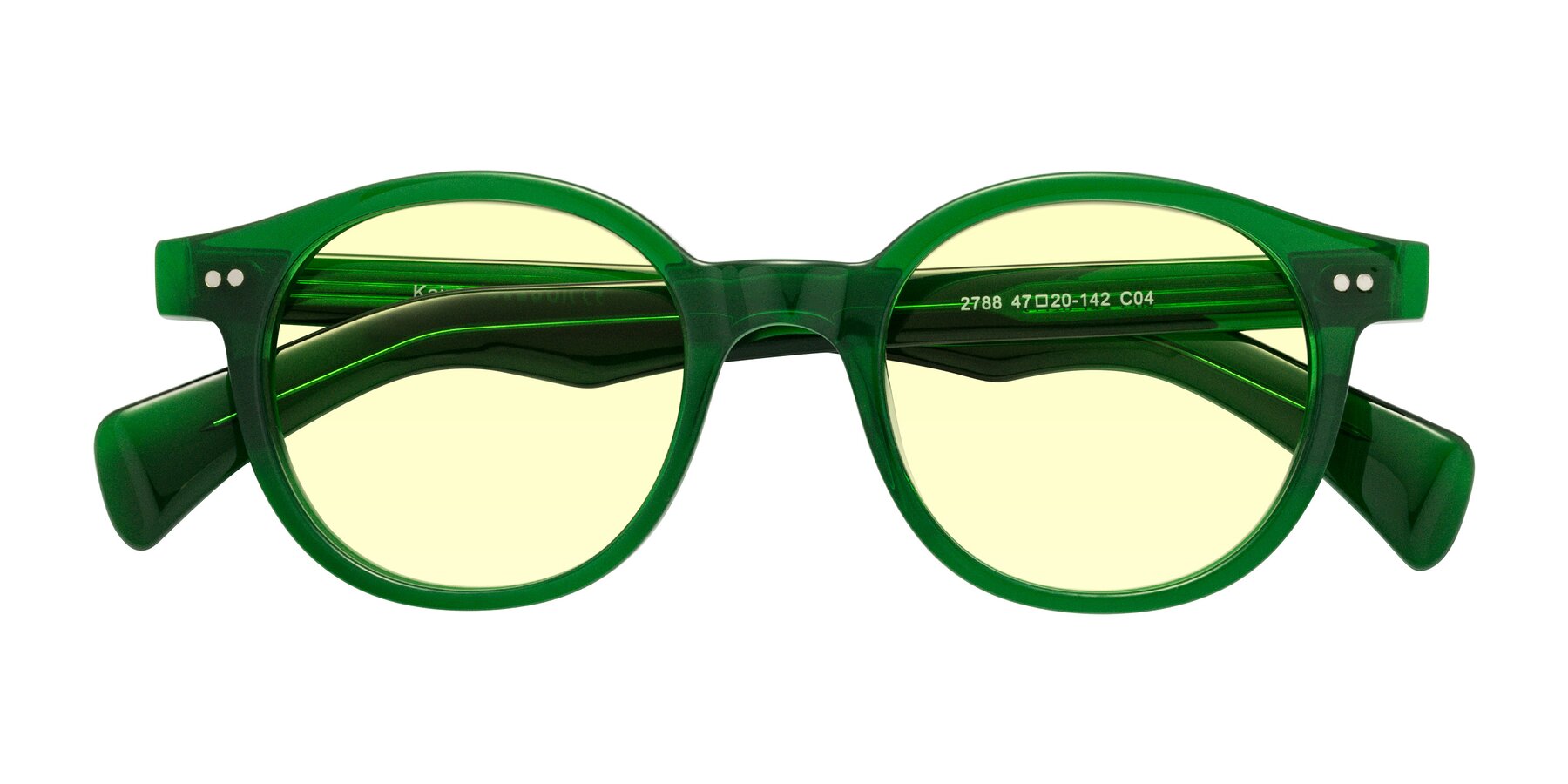 Folded Front of Kaju in Green with Light Yellow Tinted Lenses