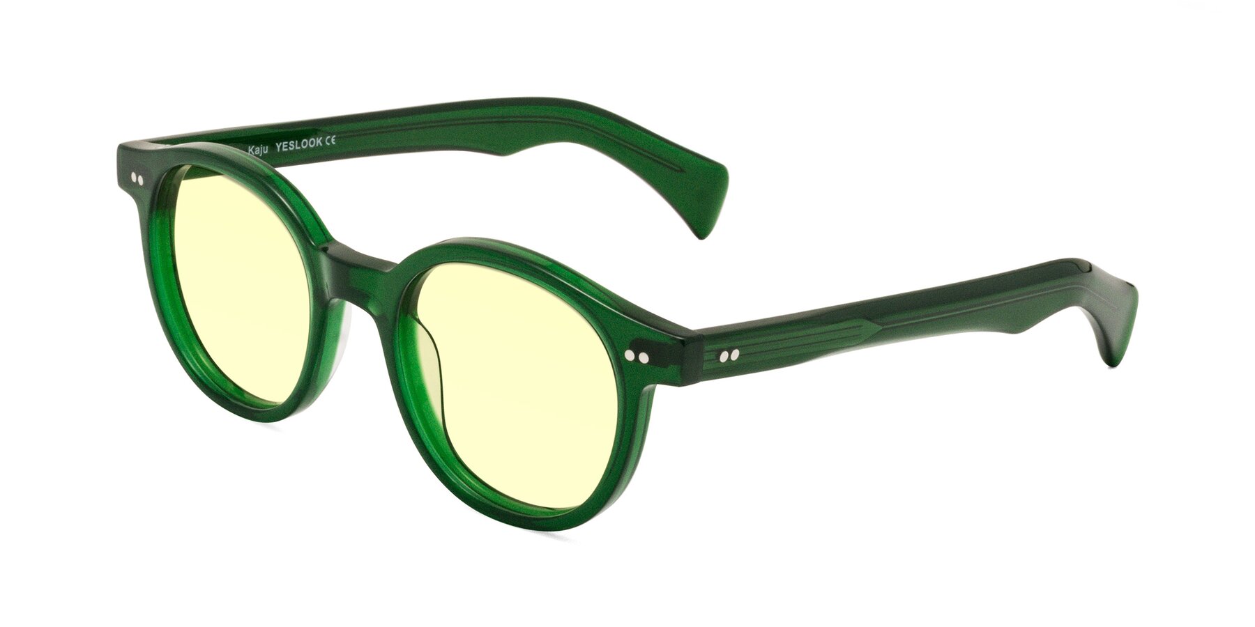 Angle of Kaju in Green with Light Yellow Tinted Lenses