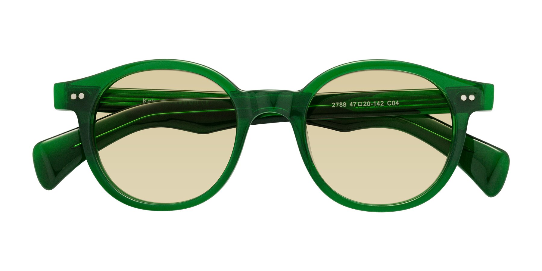 Folded Front of Kaju in Green with Light Champagne Tinted Lenses