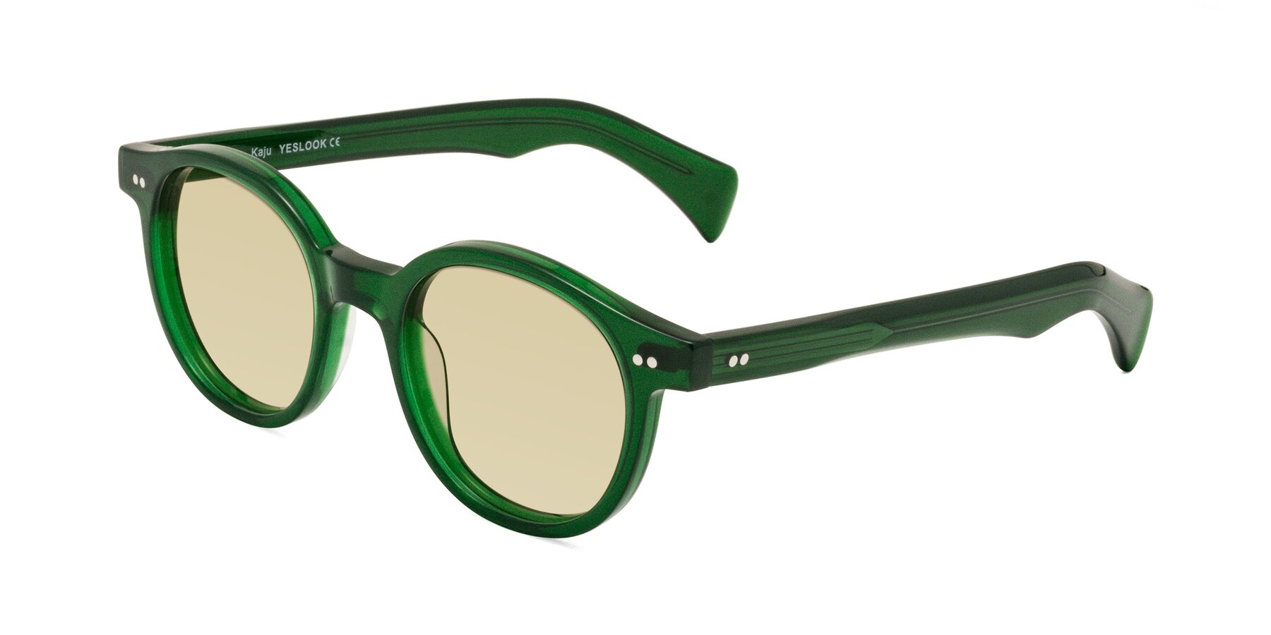Angle of Kaju in Green with Light Champagne Tinted Lenses