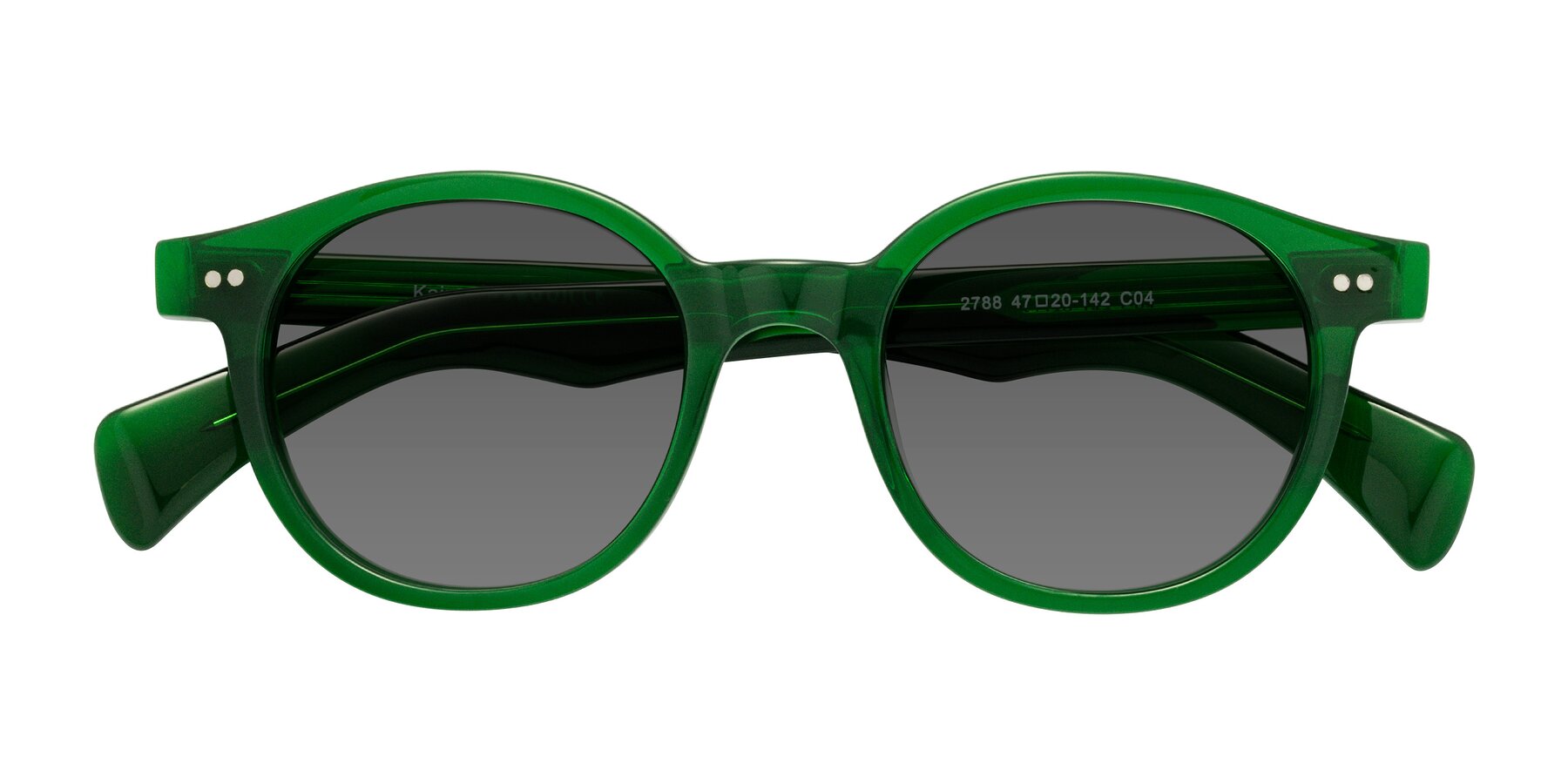 Folded Front of Kaju in Green with Medium Gray Tinted Lenses