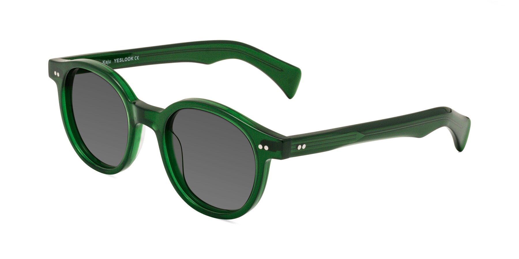 Angle of Kaju in Green with Medium Gray Tinted Lenses