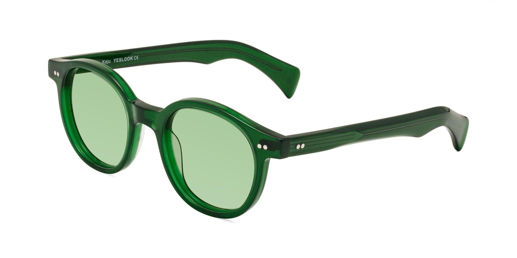 Angle of Kaju in Green with Medium Green Tinted Lenses
