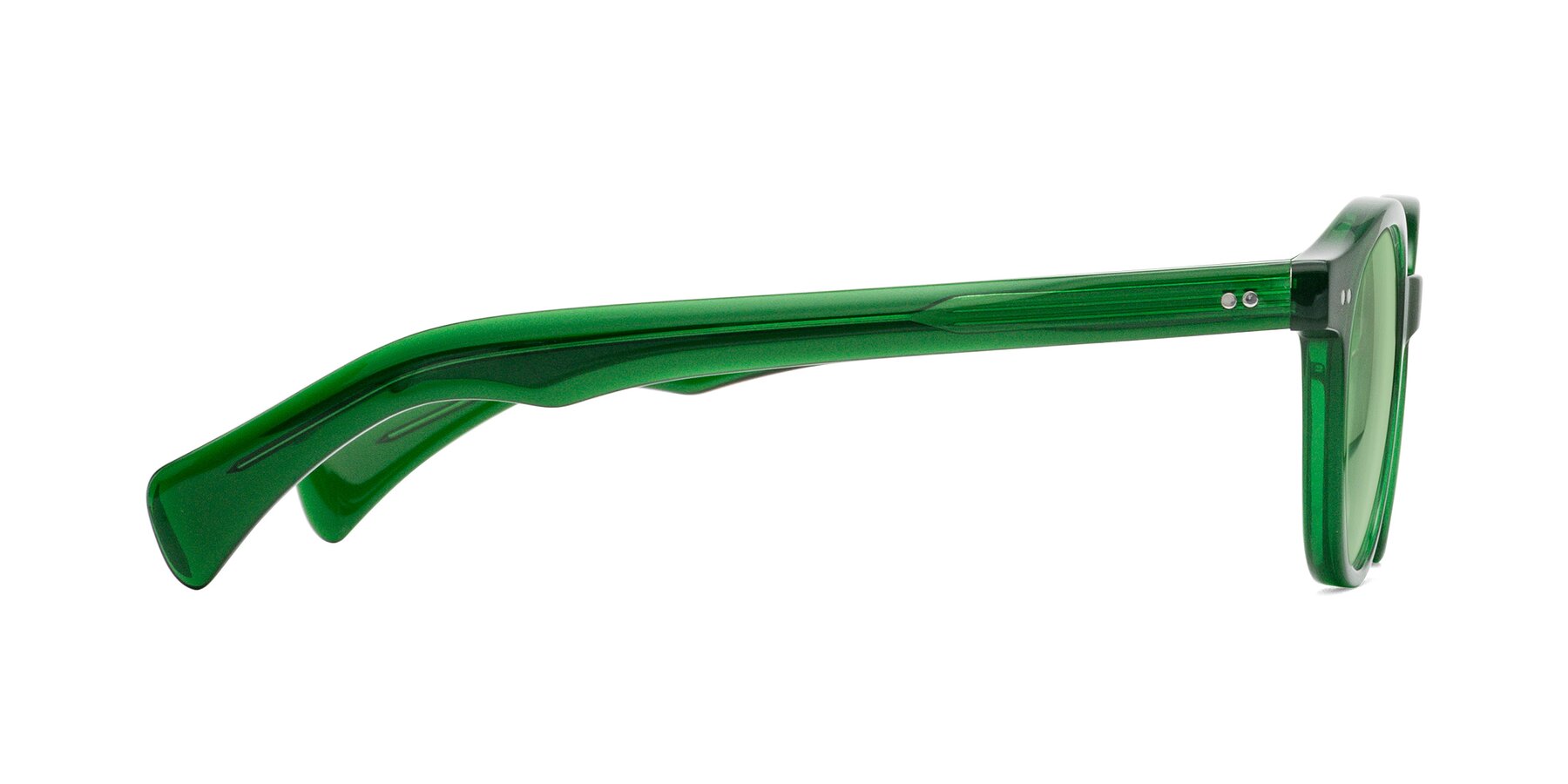 Side of Kaju in Green with Medium Green Tinted Lenses