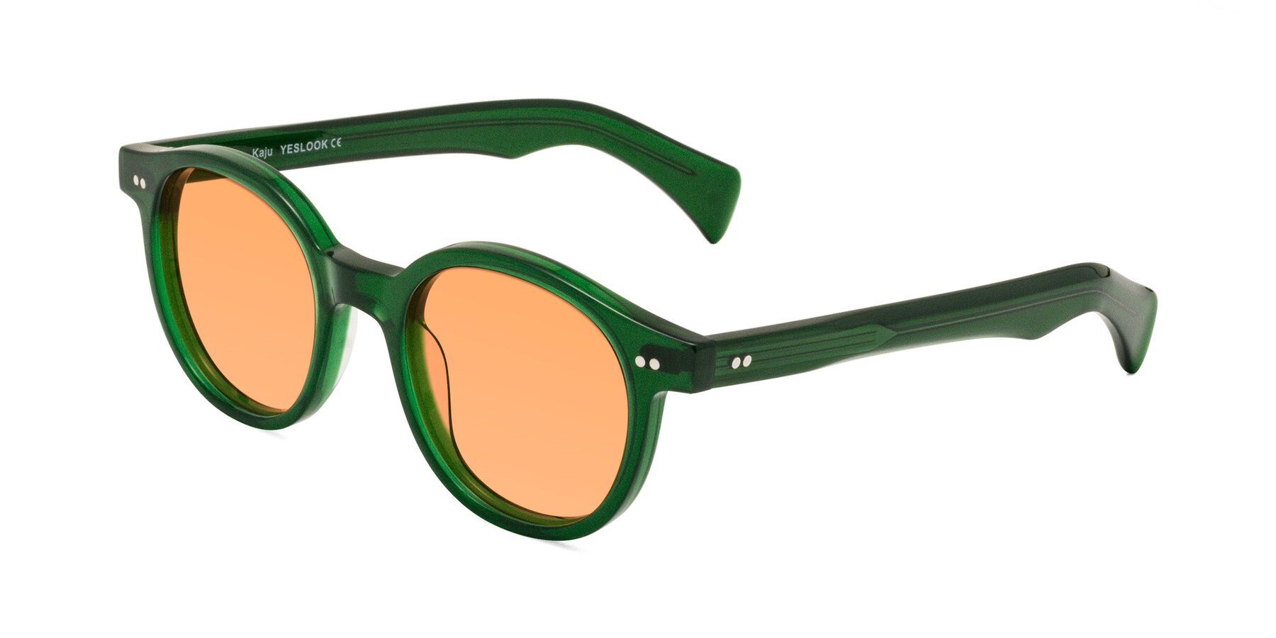 Angle of Kaju in Green with Medium Orange Tinted Lenses