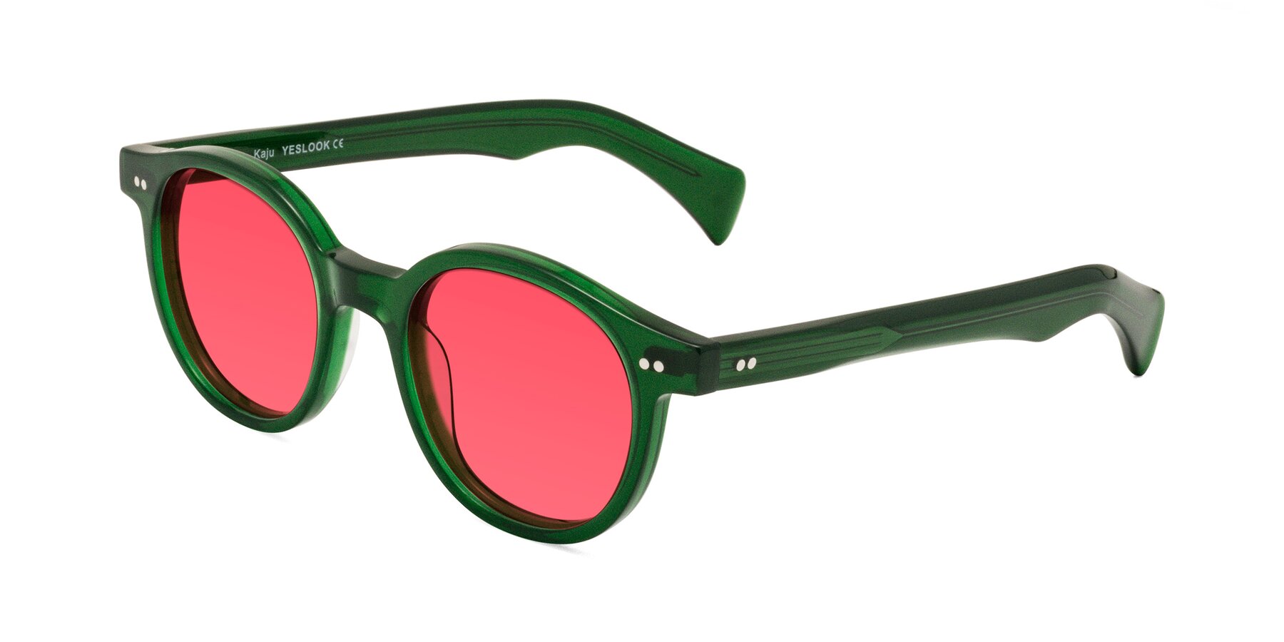 Angle of Kaju in Green with Red Tinted Lenses
