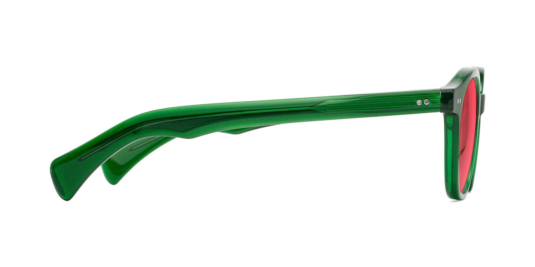 Side of Kaju in Green with Red Tinted Lenses