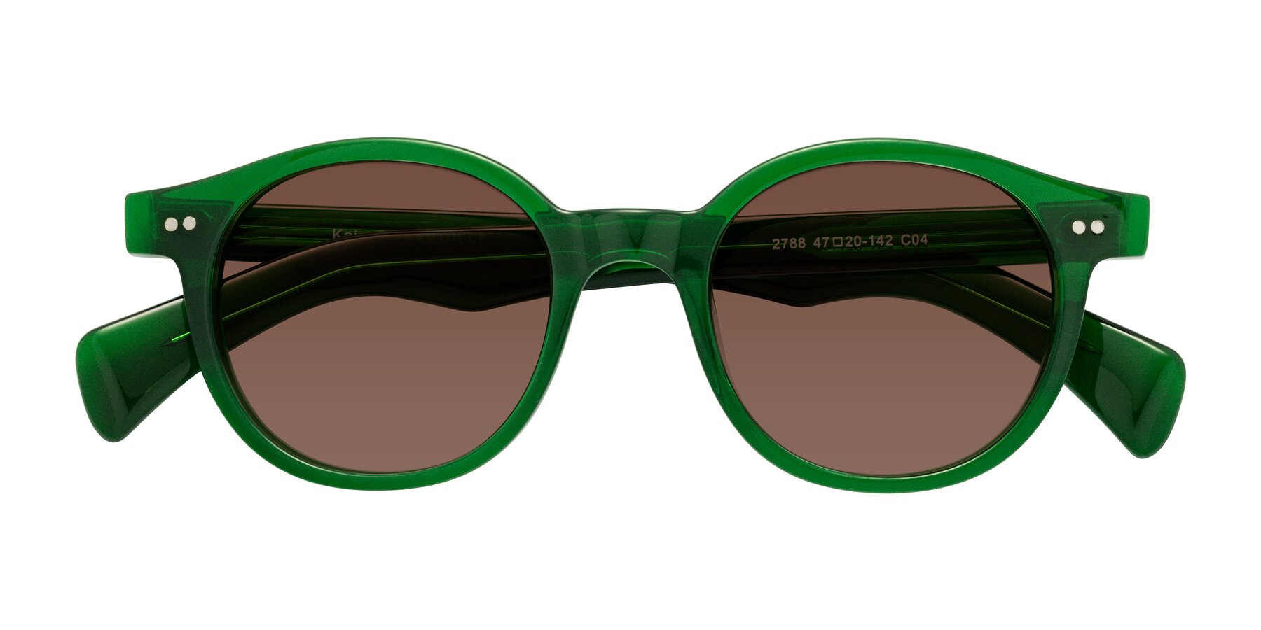 Folded Front of Kaju in Green with Brown Tinted Lenses