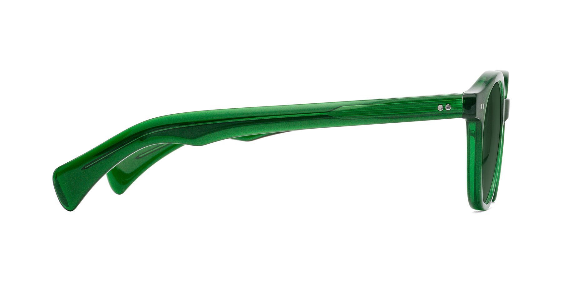 Side of Kaju in Green with Green Tinted Lenses