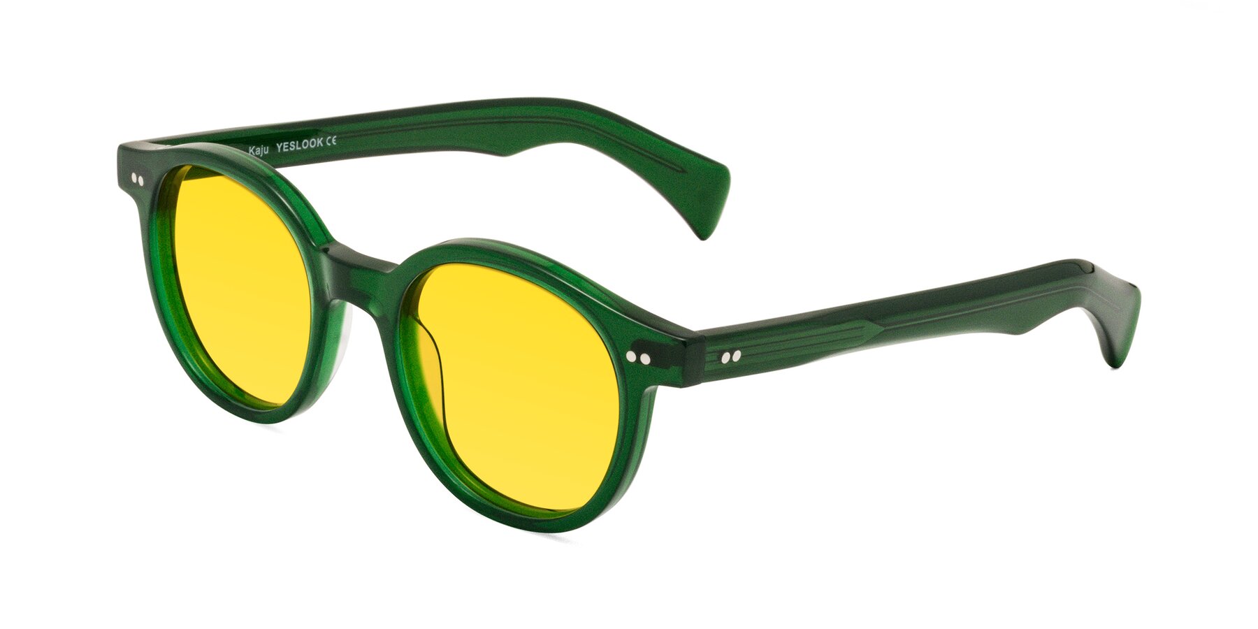 Angle of Kaju in Green with Yellow Tinted Lenses