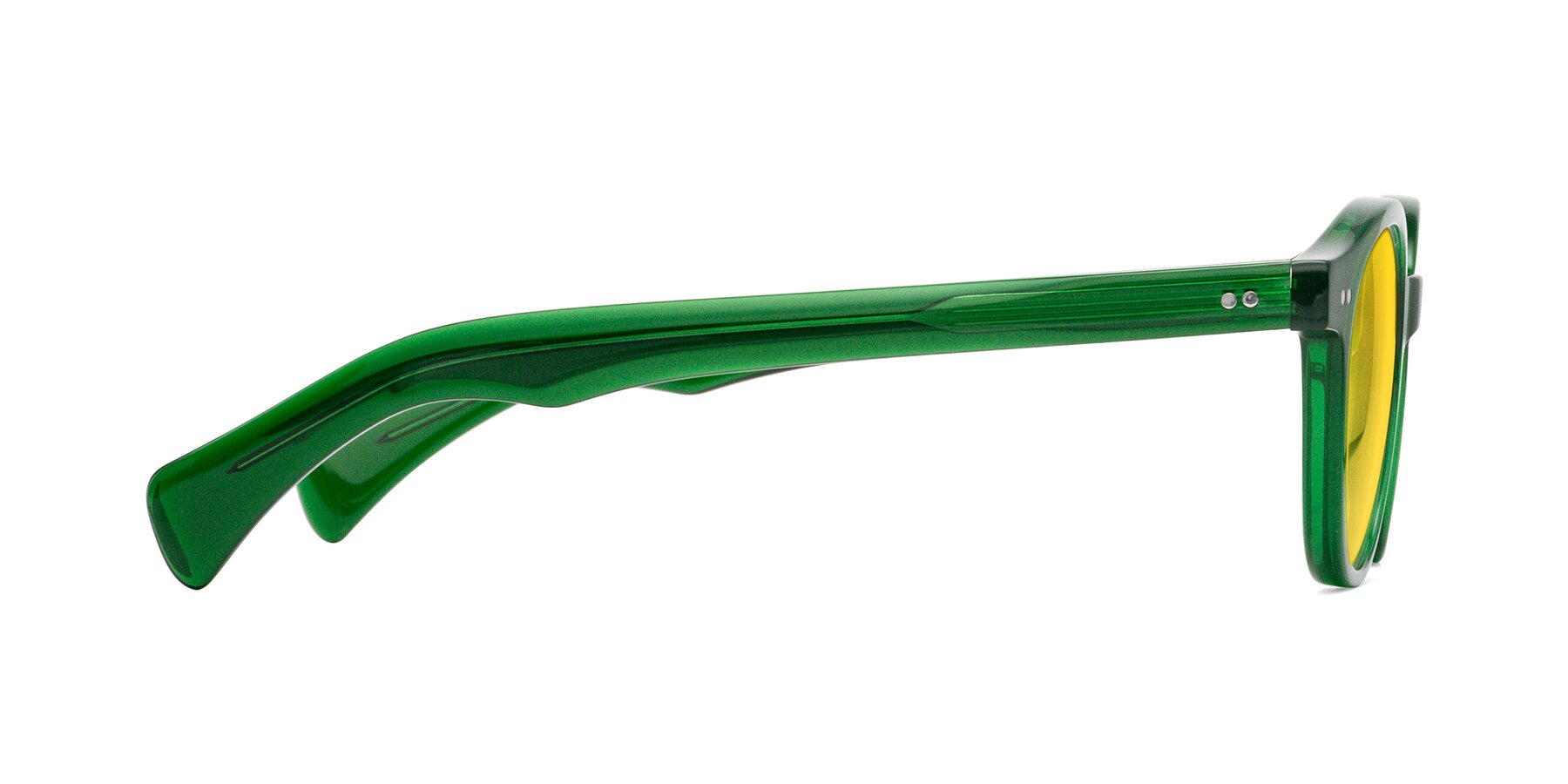 Side of Kaju in Green with Yellow Tinted Lenses