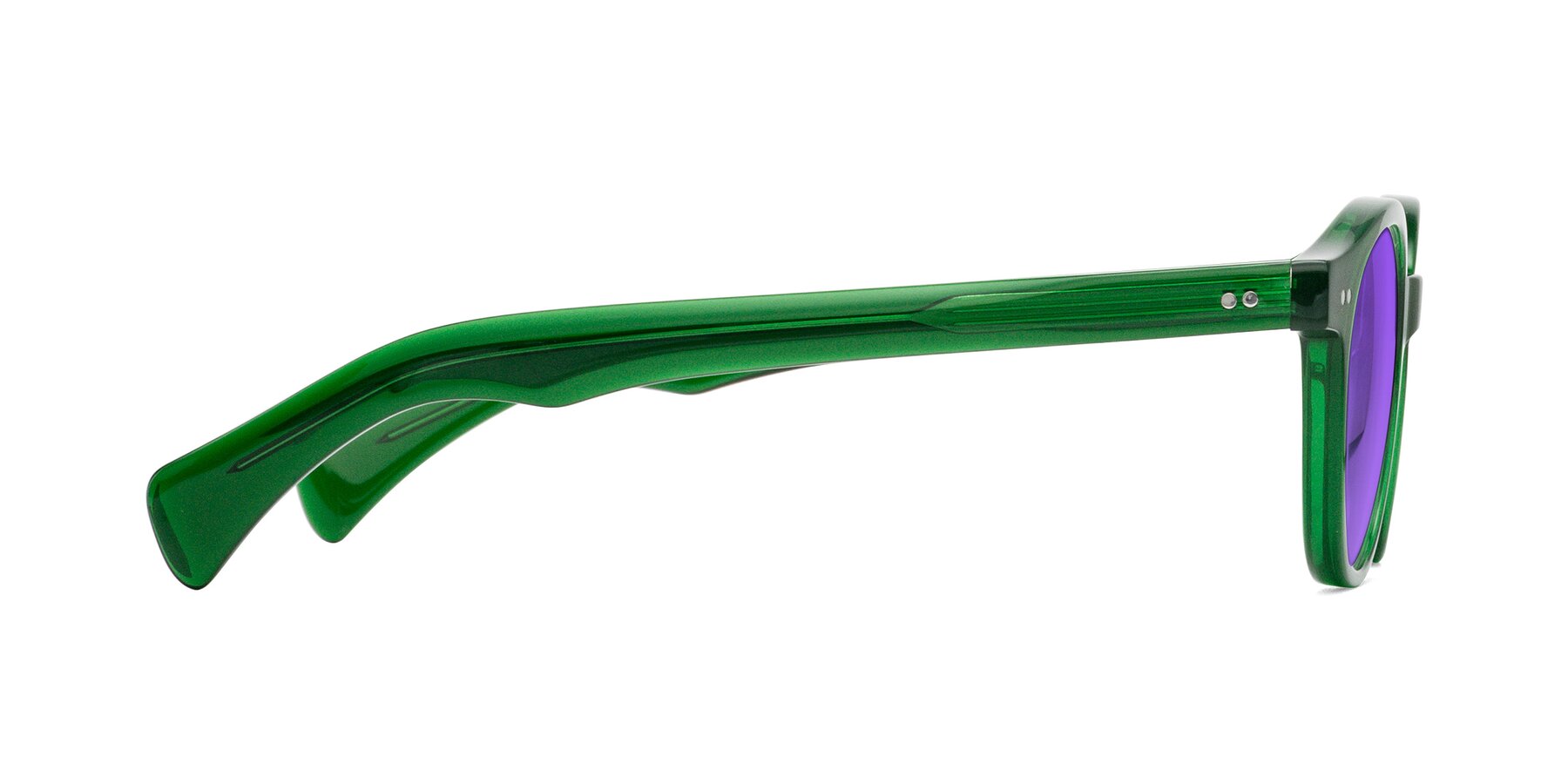 Side of Kaju in Green with Purple Tinted Lenses