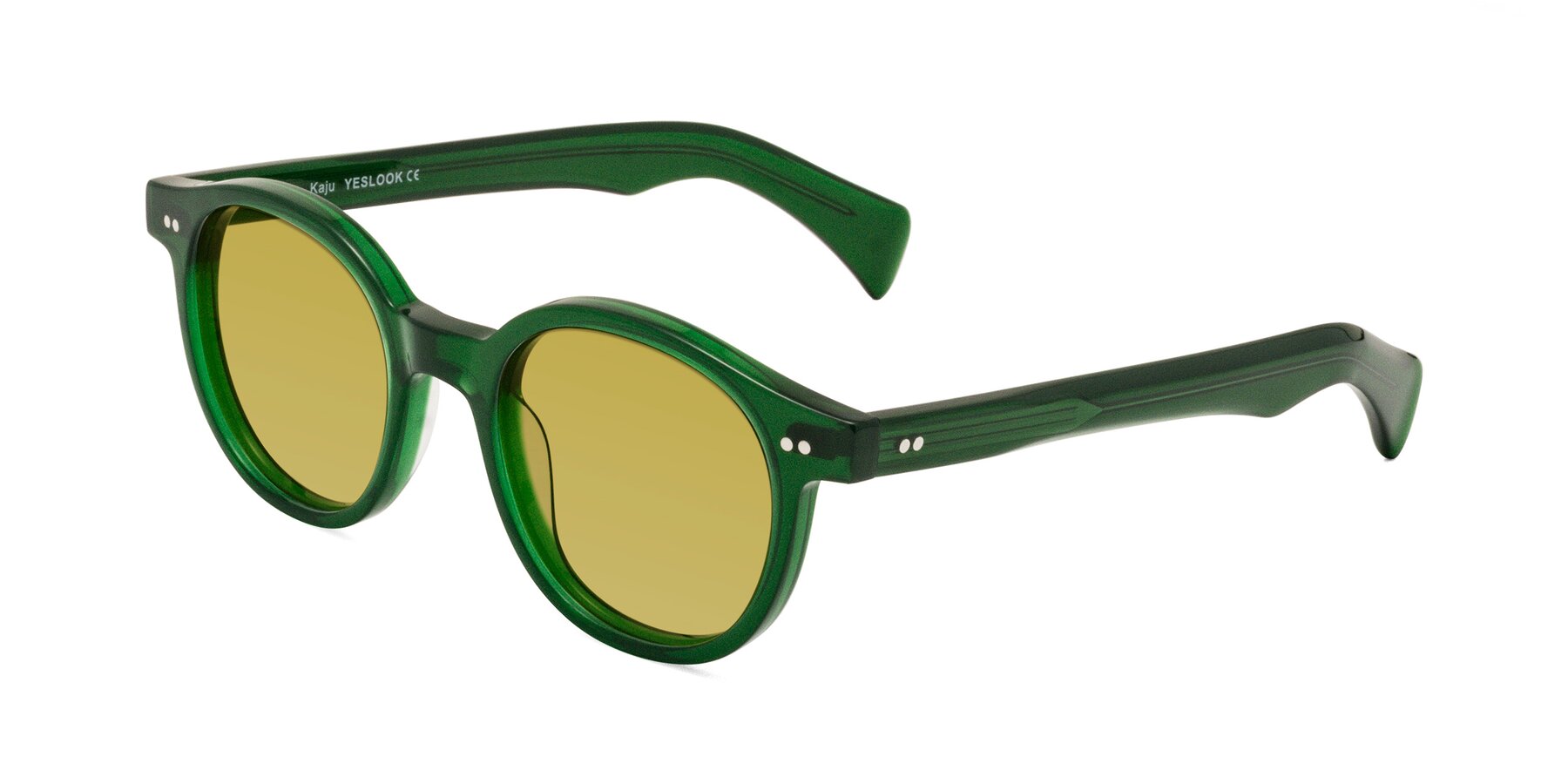 Angle of Kaju in Green with Champagne Tinted Lenses
