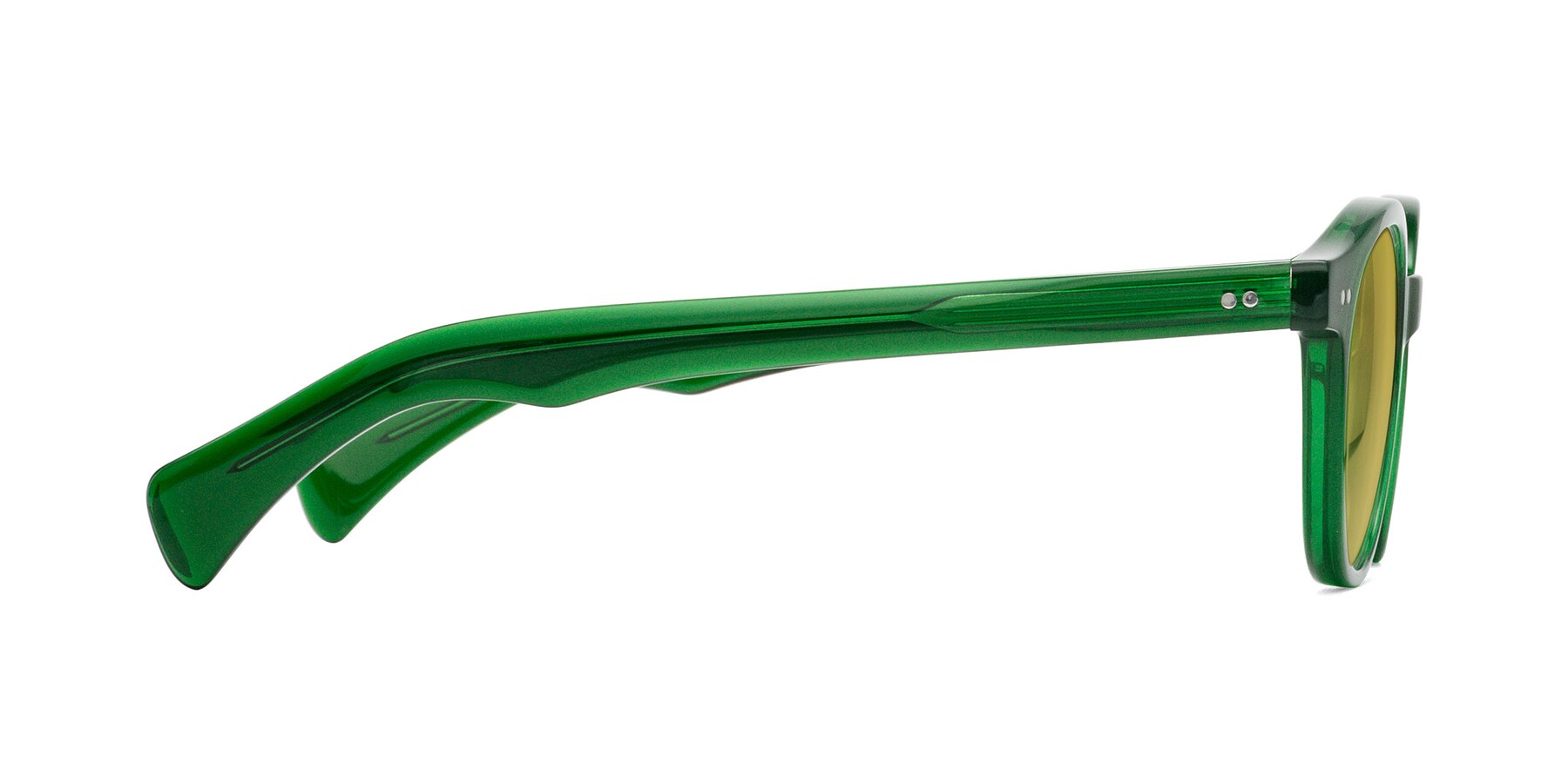 Side of Kaju in Green with Champagne Tinted Lenses