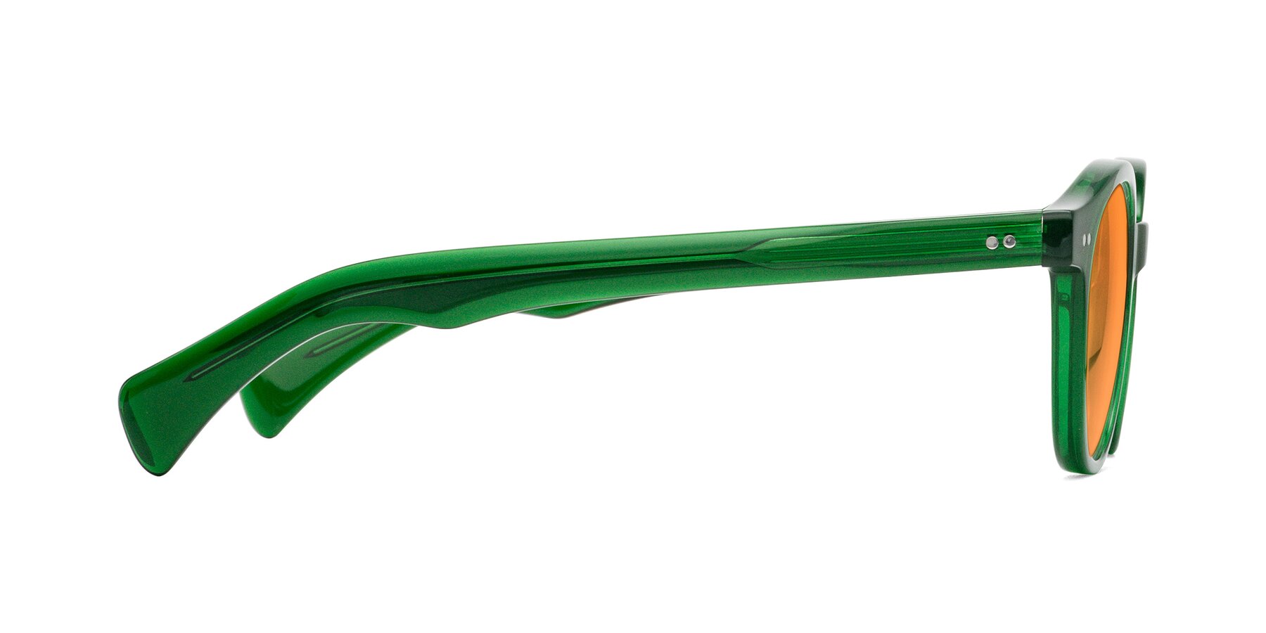 Side of Kaju in Green with Orange Tinted Lenses