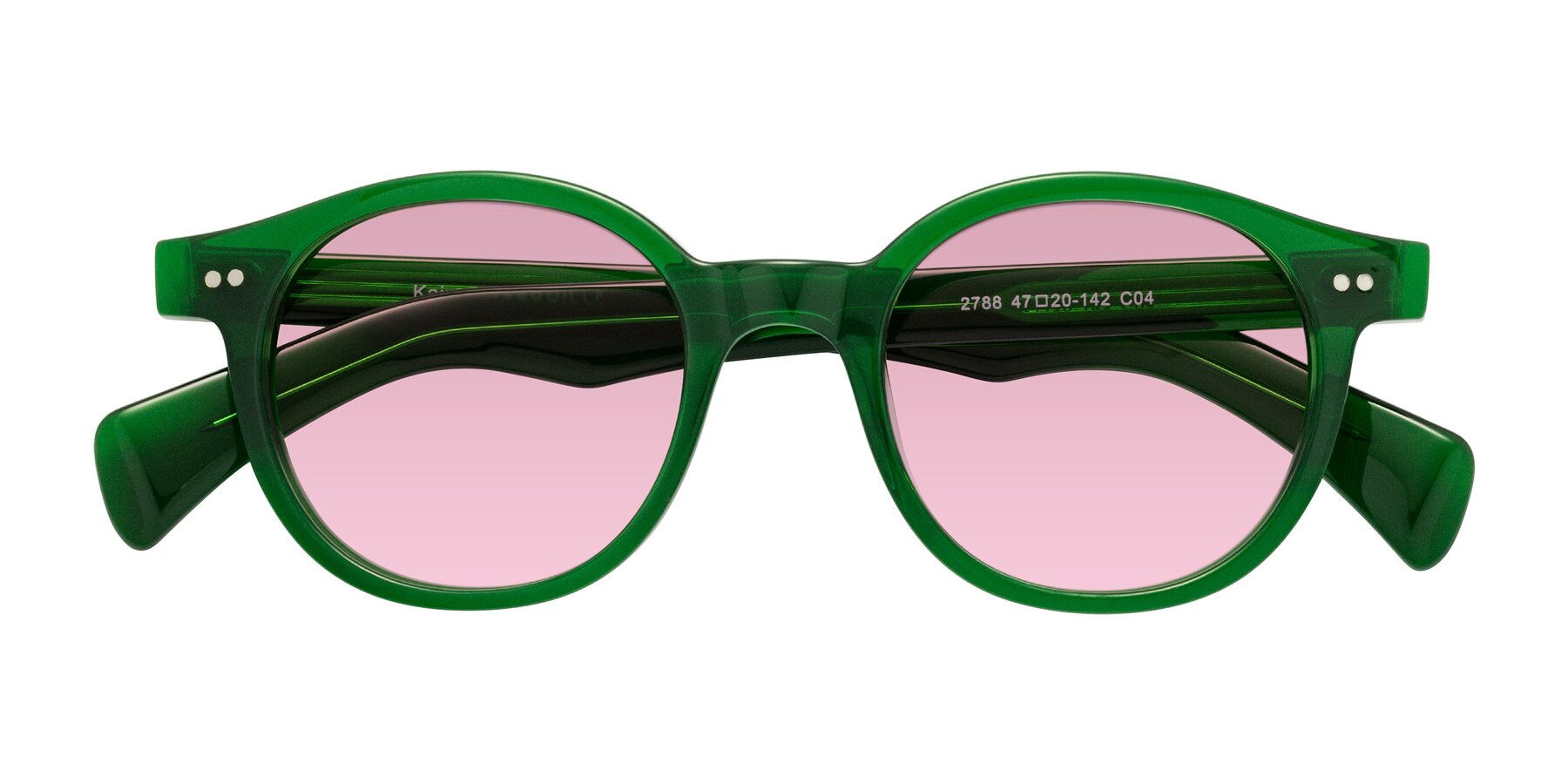Folded Front of Kaju in Green with Light Wine Tinted Lenses
