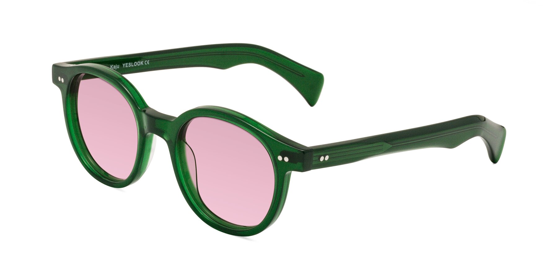 Angle of Kaju in Green with Light Wine Tinted Lenses