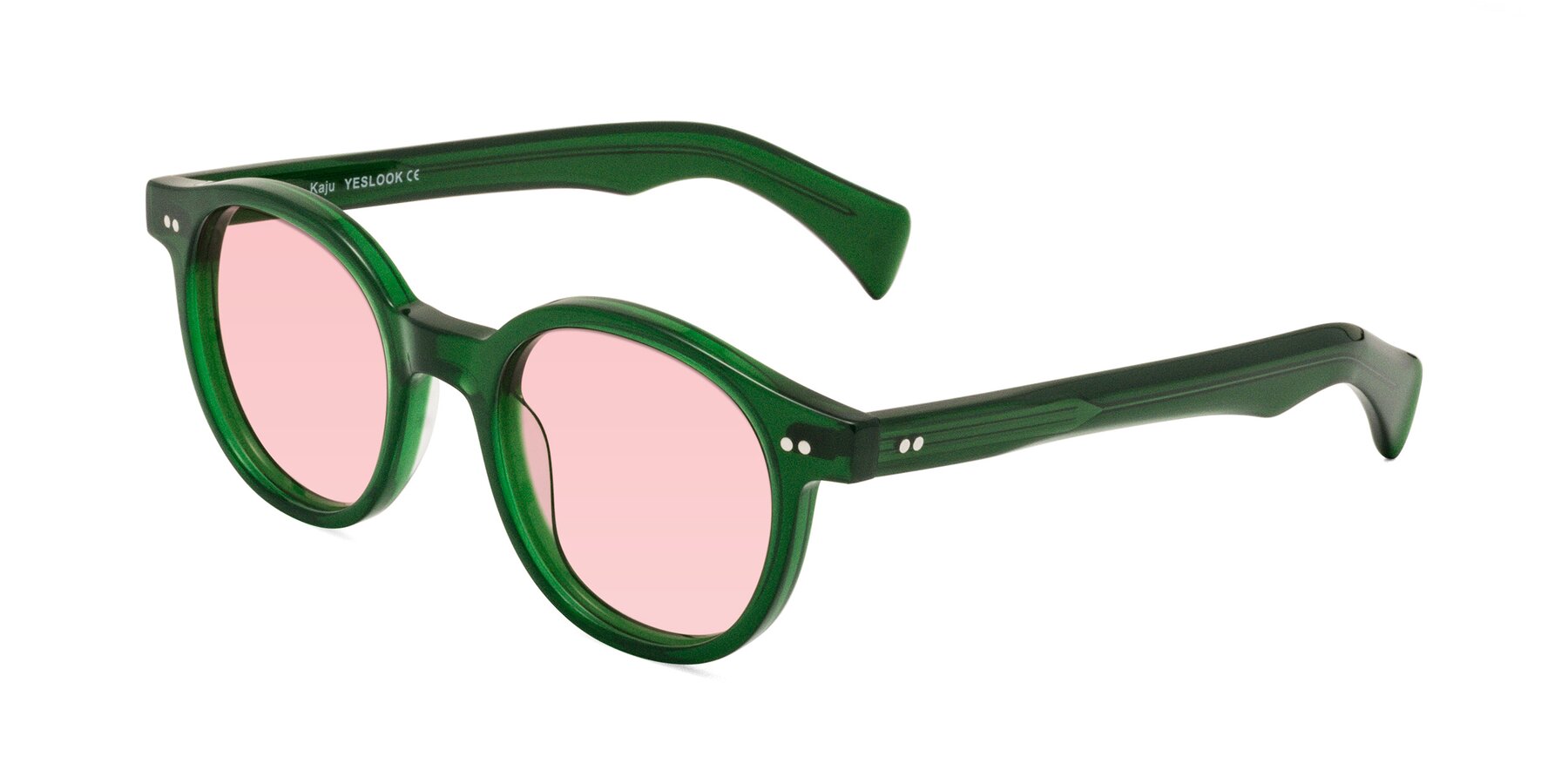Angle of Kaju in Green with Light Garnet Tinted Lenses