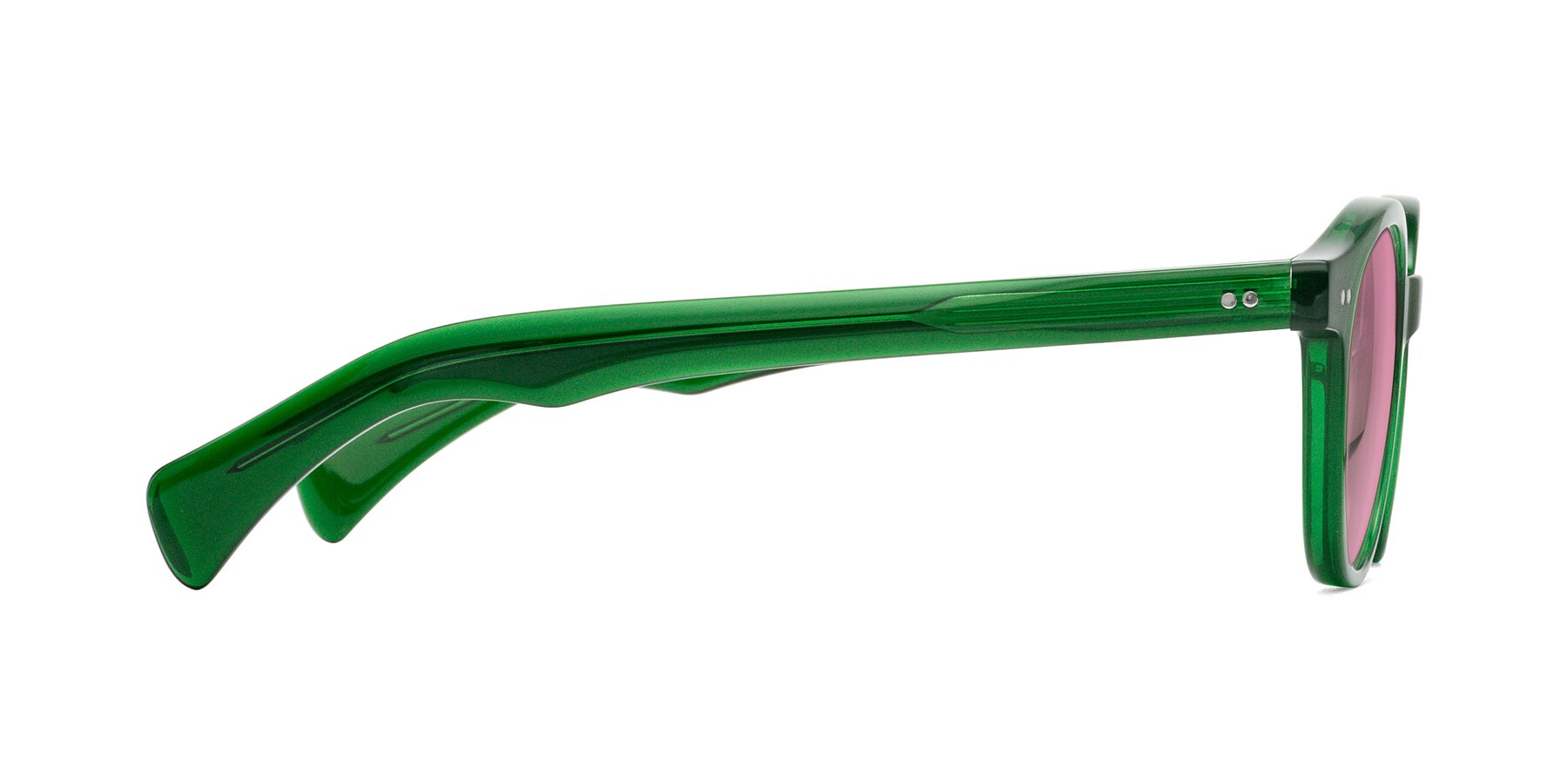 Side of Kaju in Green with Medium Wine Tinted Lenses