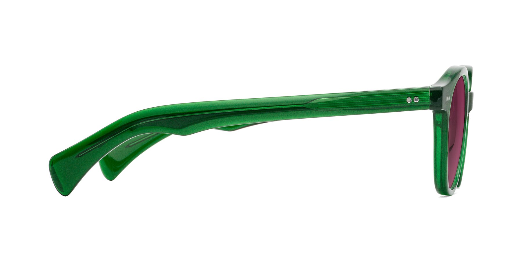 Side of Kaju in Green with Wine Tinted Lenses