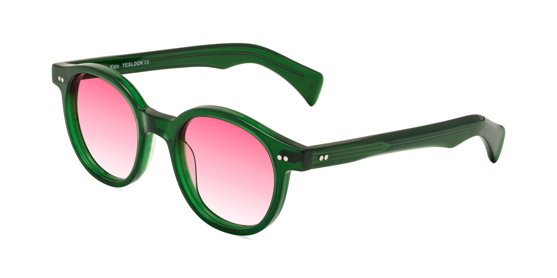 Angle of Kaju in Green with Pink Gradient Lenses