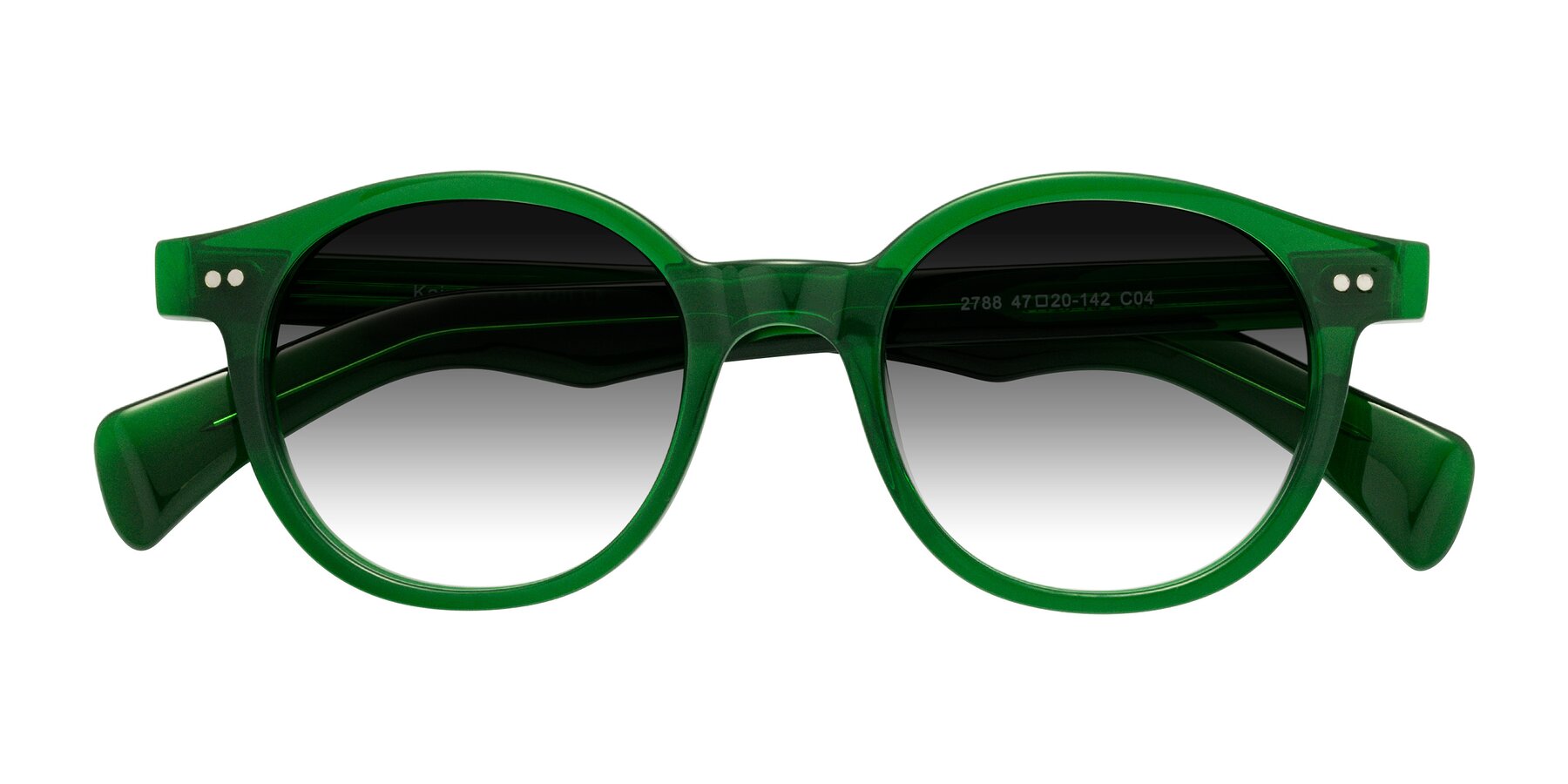 Folded Front of Kaju in Green with Gray Gradient Lenses
