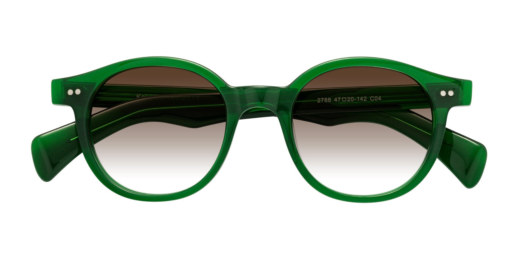 Folded Front of Kaju in Green with Brown Gradient Lenses