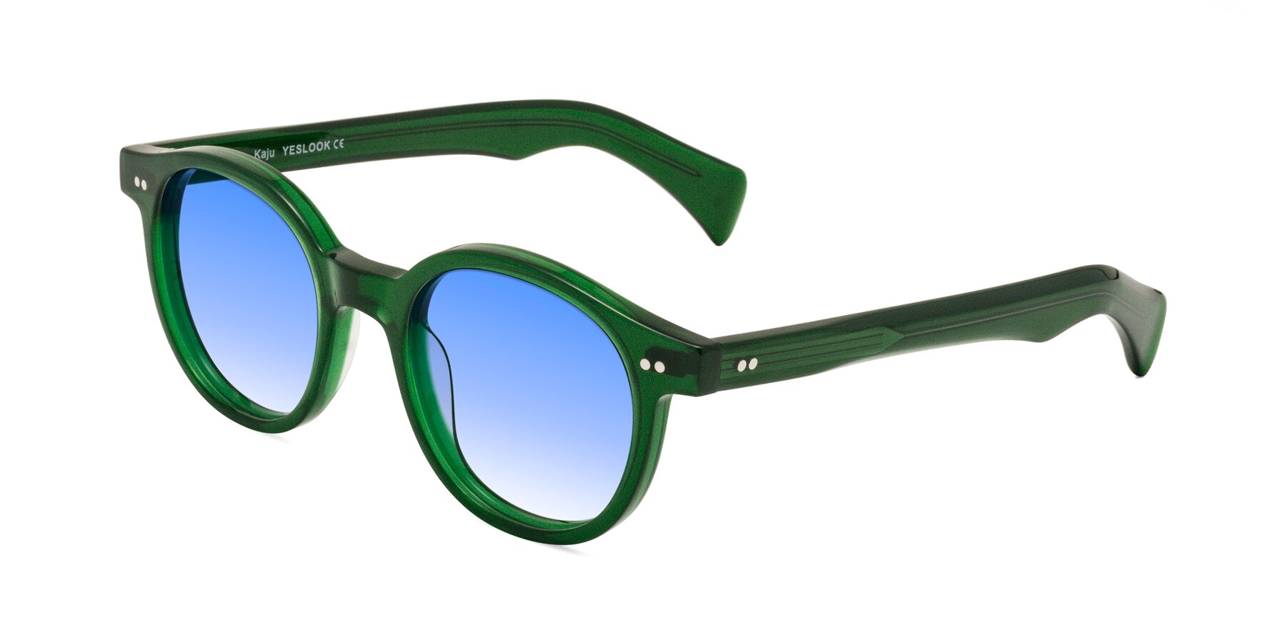 Angle of Kaju in Green with Blue Gradient Lenses